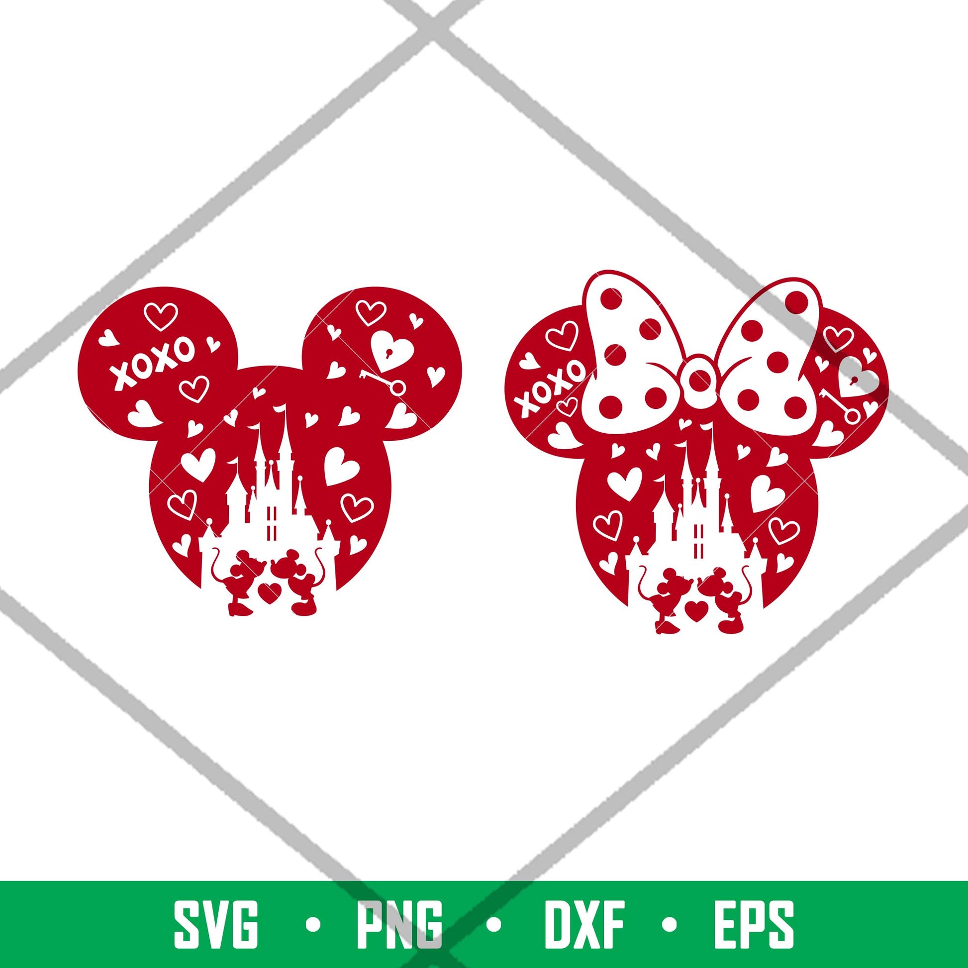 Valentine Ears, Valentine Mickey _ Minnie Svg