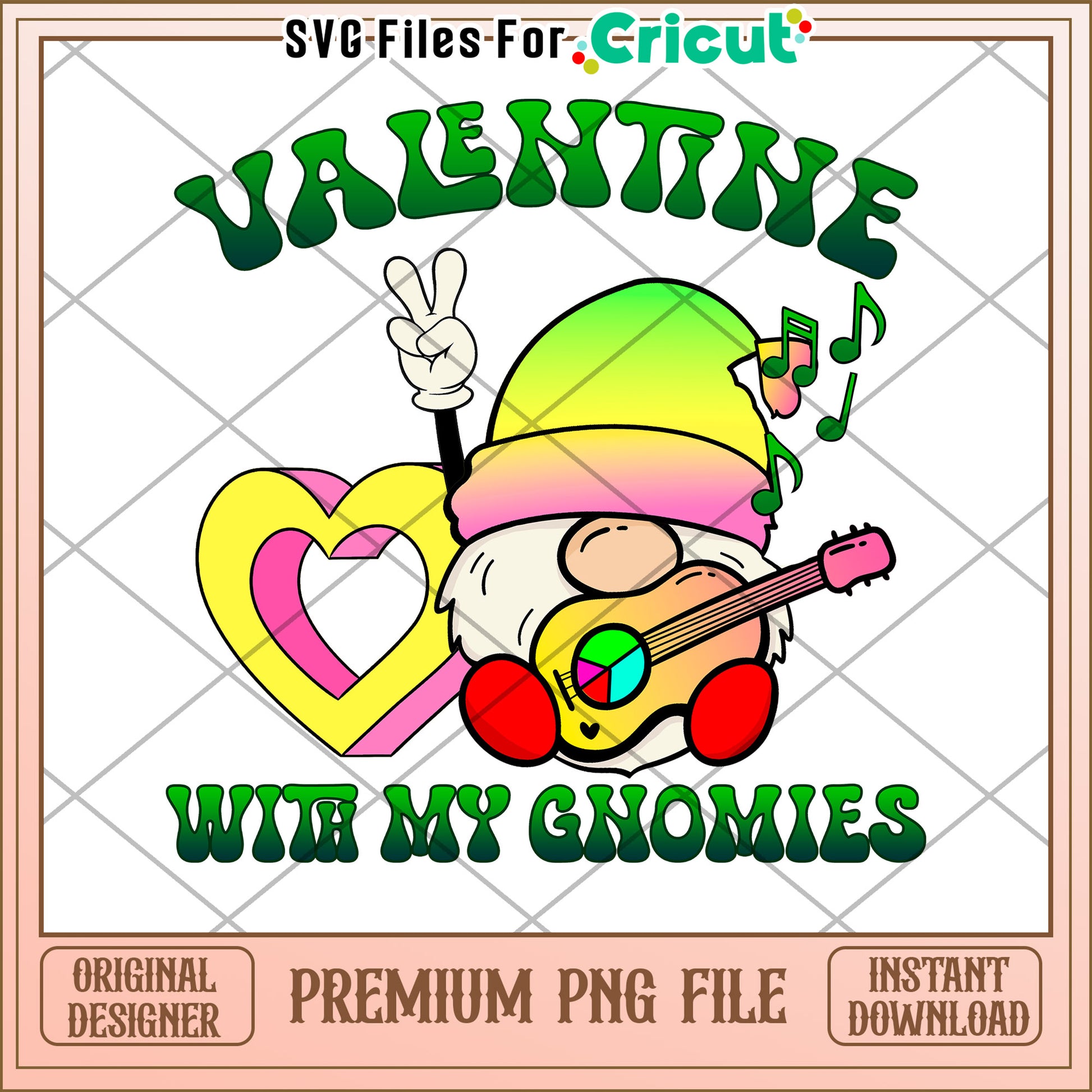 Valentine Gnome PNG File Instant Download