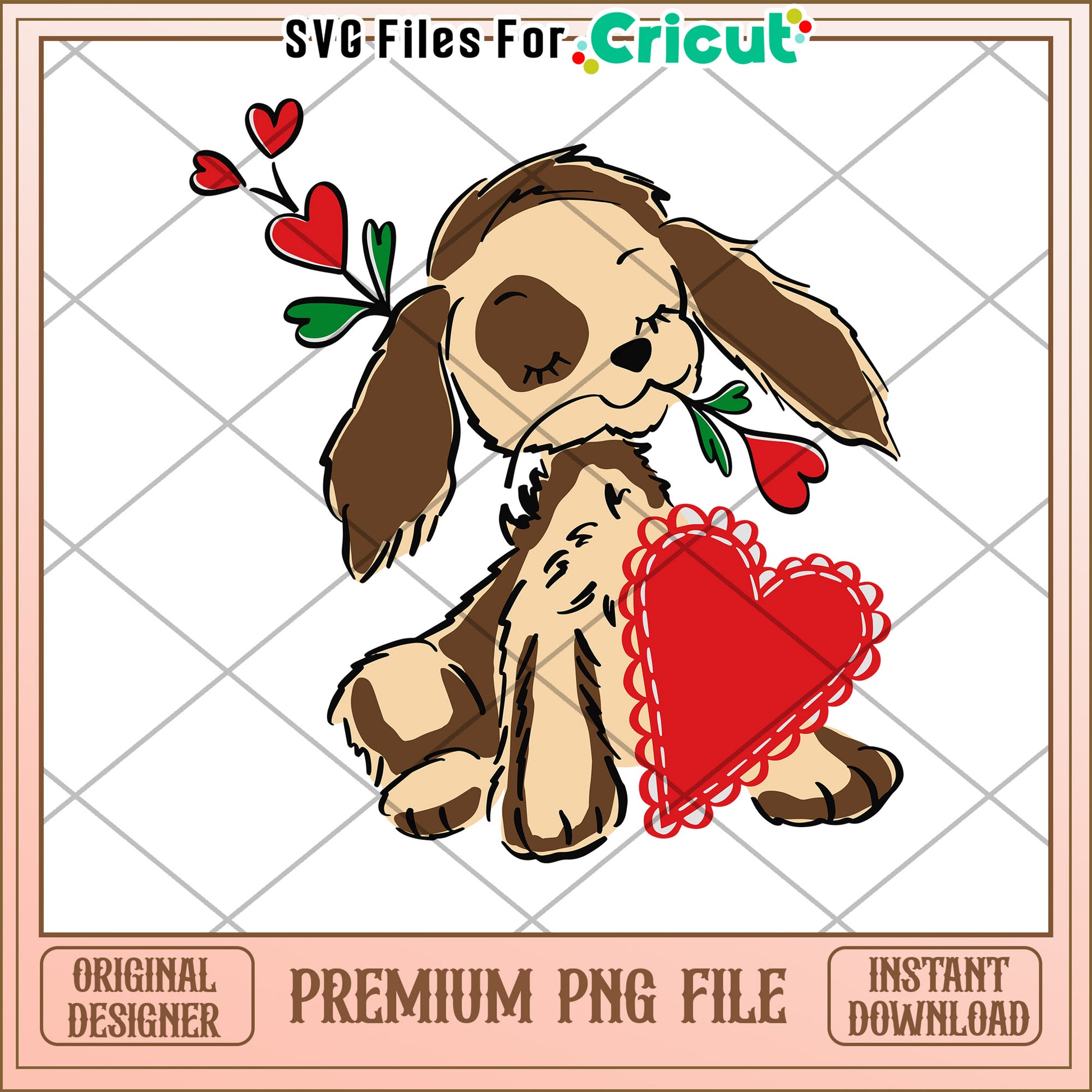 Valentine Puppy PNG Cricut File