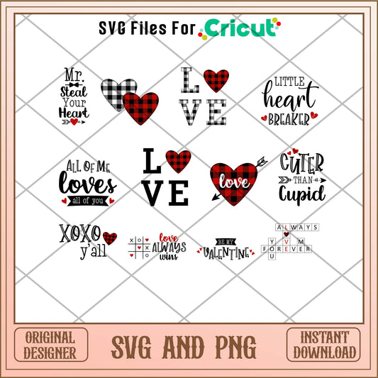 Valentine red svg bundle, Valentine day svg bundle - Svgfileforcricut