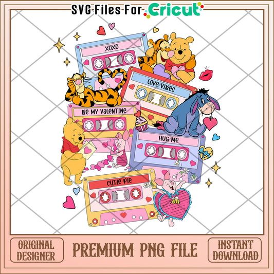 Valentine Themed PNG File with Cute Characters for Cricut