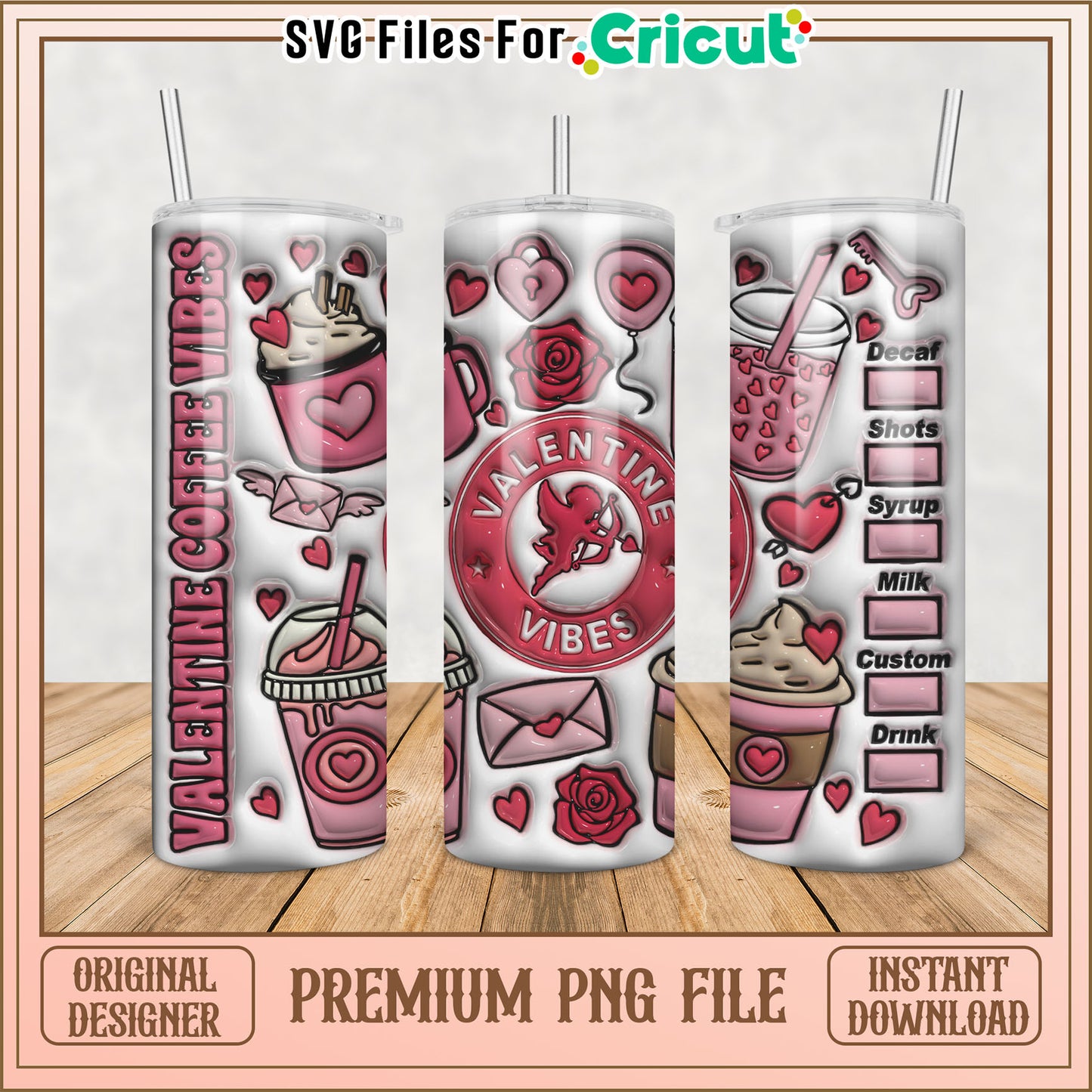 Valentine Tumbler PNG Design