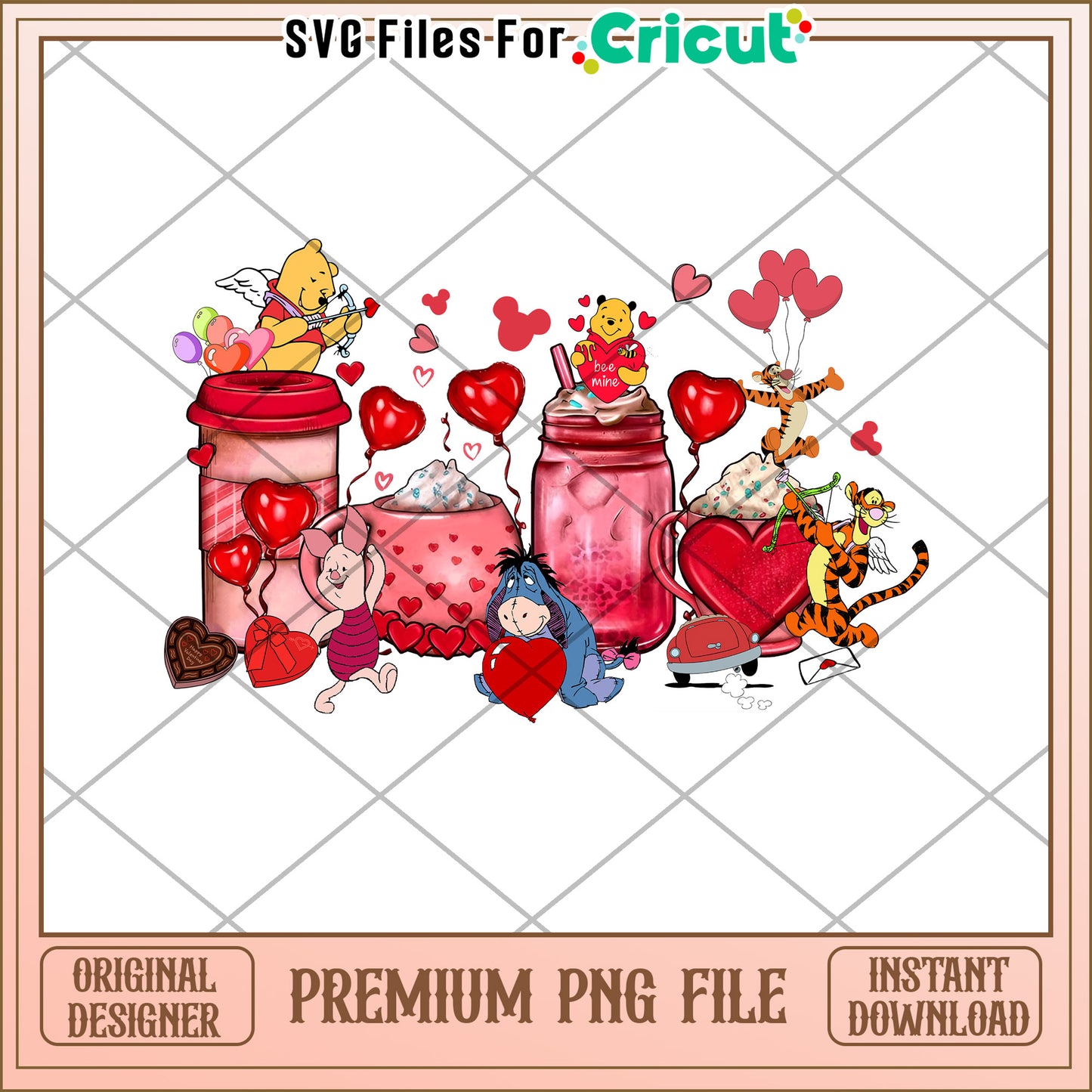 Valentine's Day PNG File Featuring Winnie the Pooh and Friends