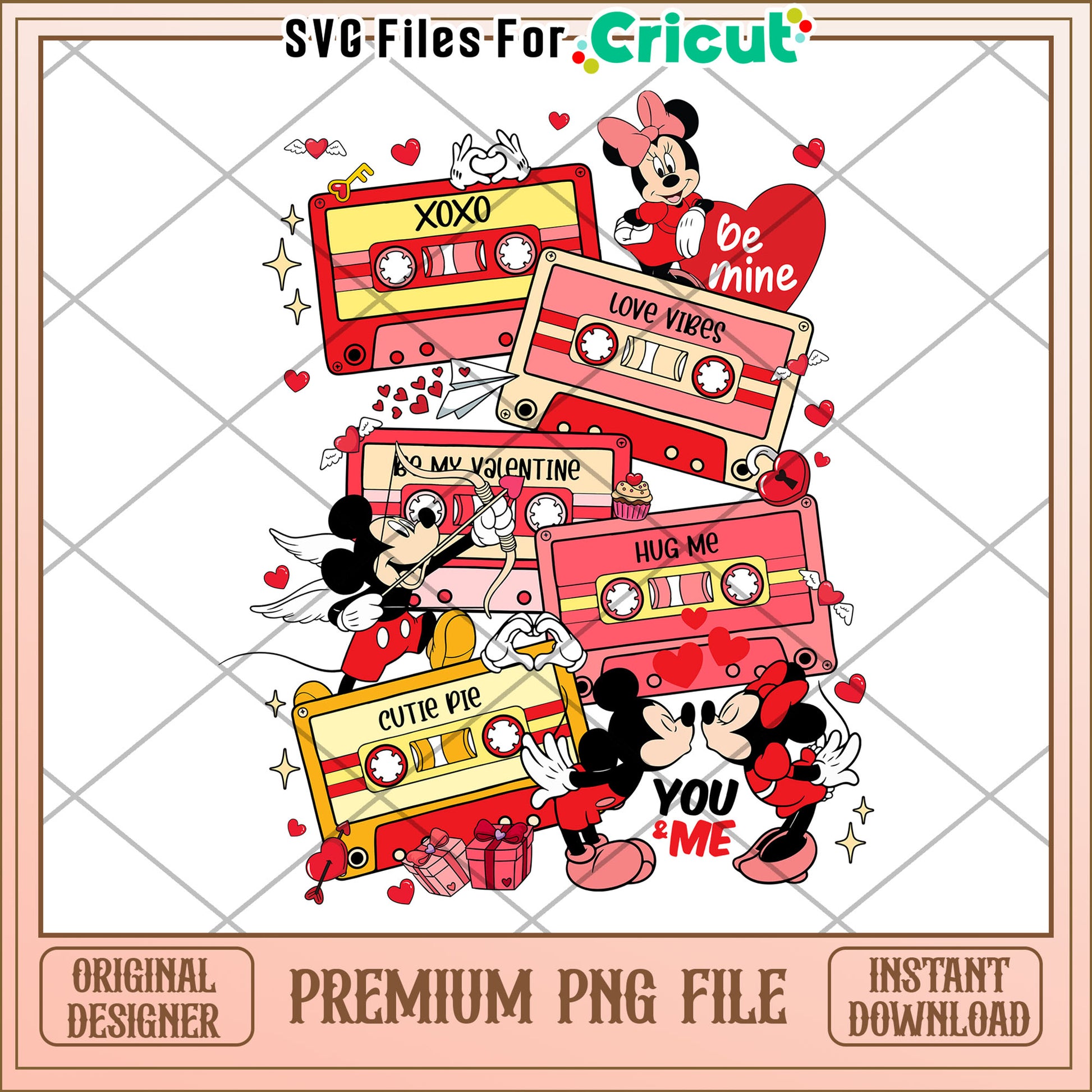 Valentine's Day PNG File with Mickey and Minnie Design