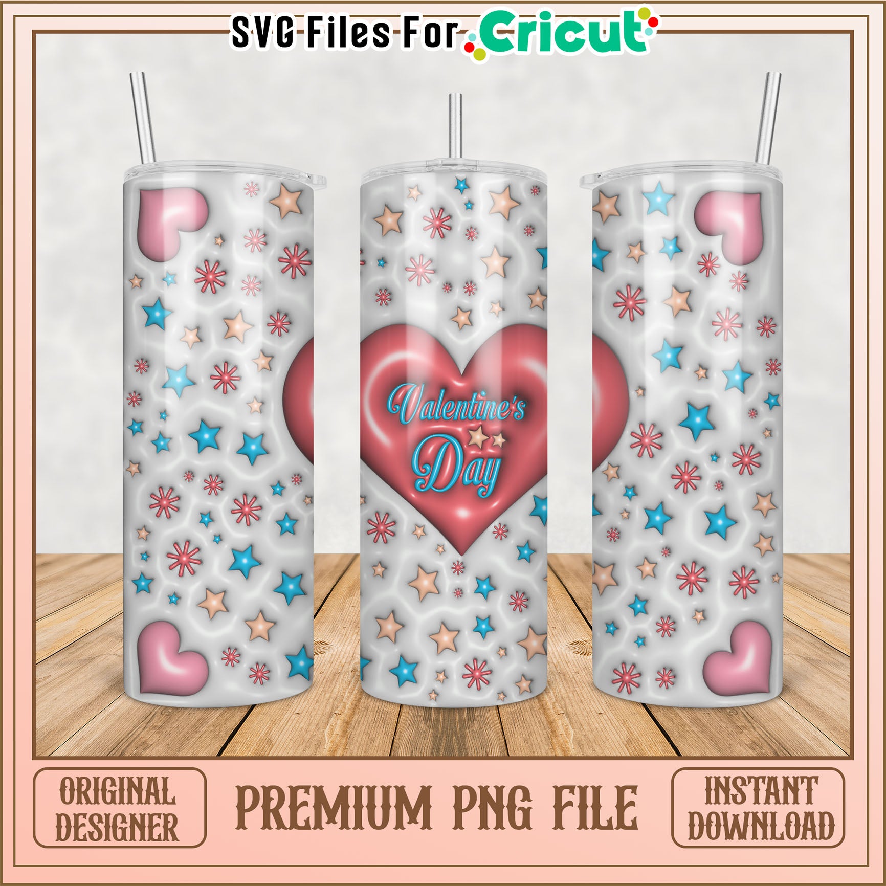 Valentine's Day Themed Tumbler Design for Cricut PNG Download