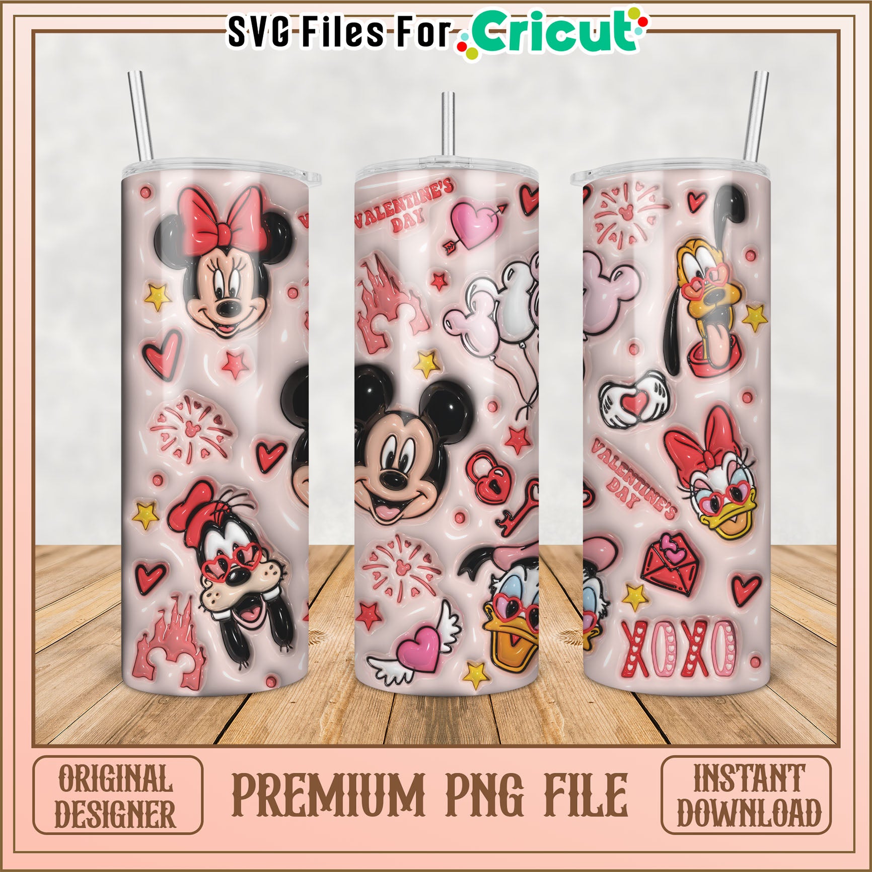 Valentine's Day Tumbler Design PNG for Cricut Crafting Projects