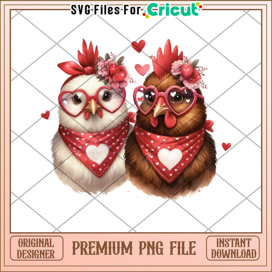 Valentines Chickens PNG Cricut Design