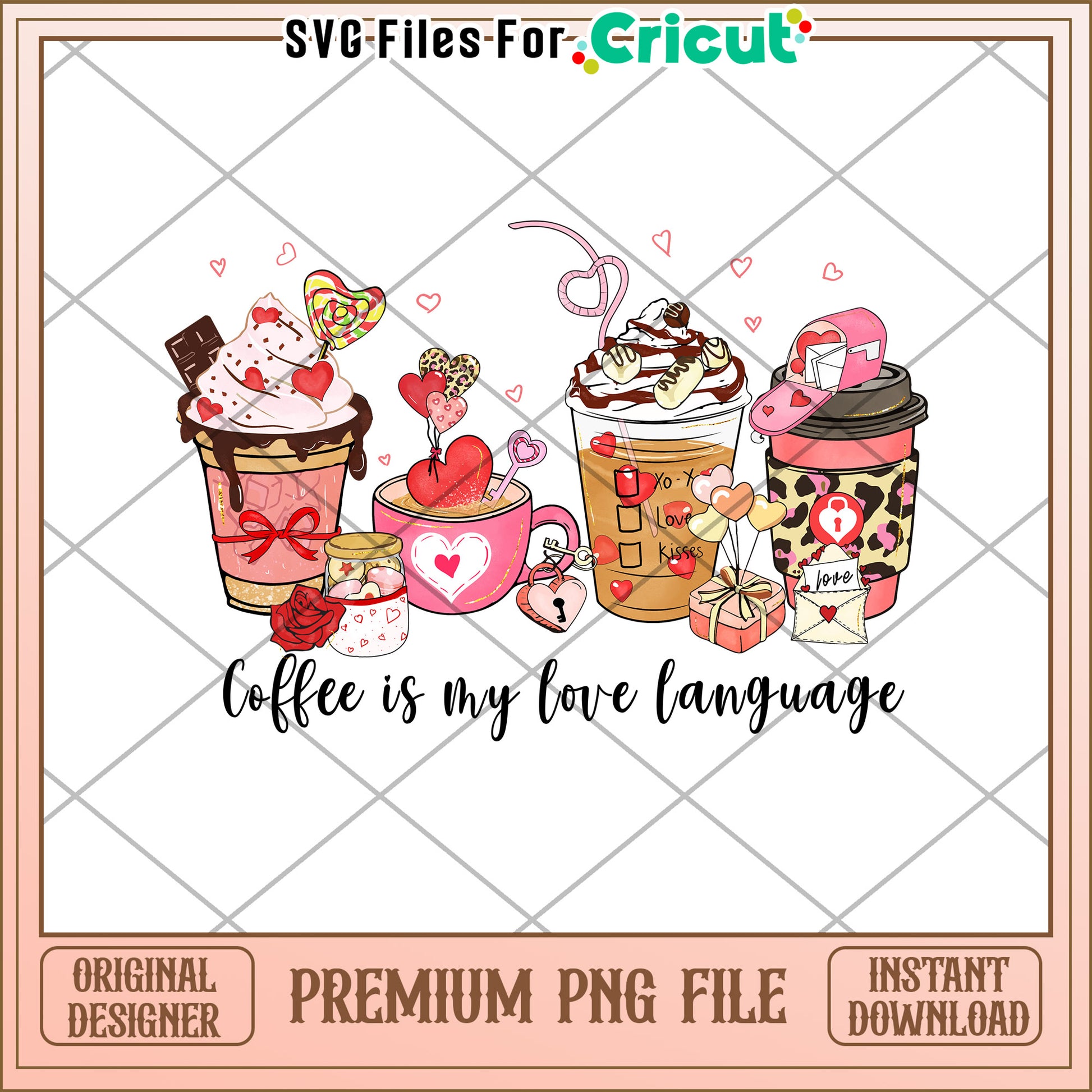 Valentines Coffee PNG Love Language Design