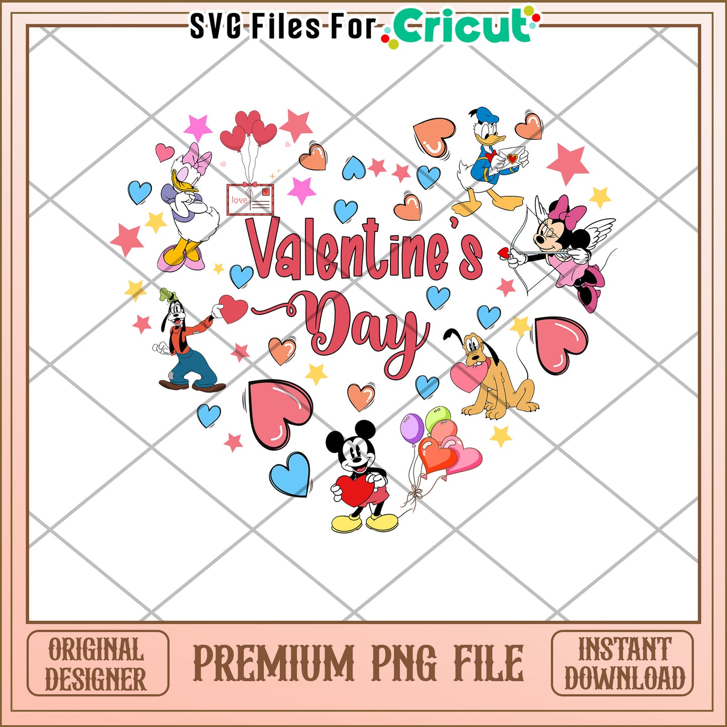 Valentines Day Disney Characters PNG Instant Download File