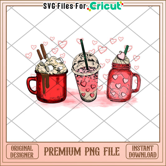 Valentines Day Drinks PNG Design