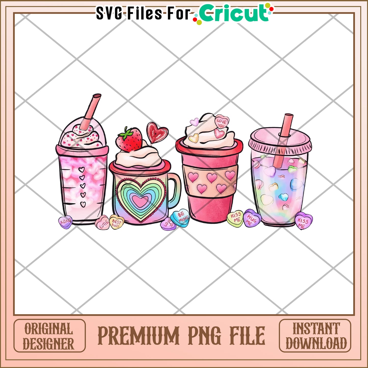 Valentines Day Drinks PNG Instant Download