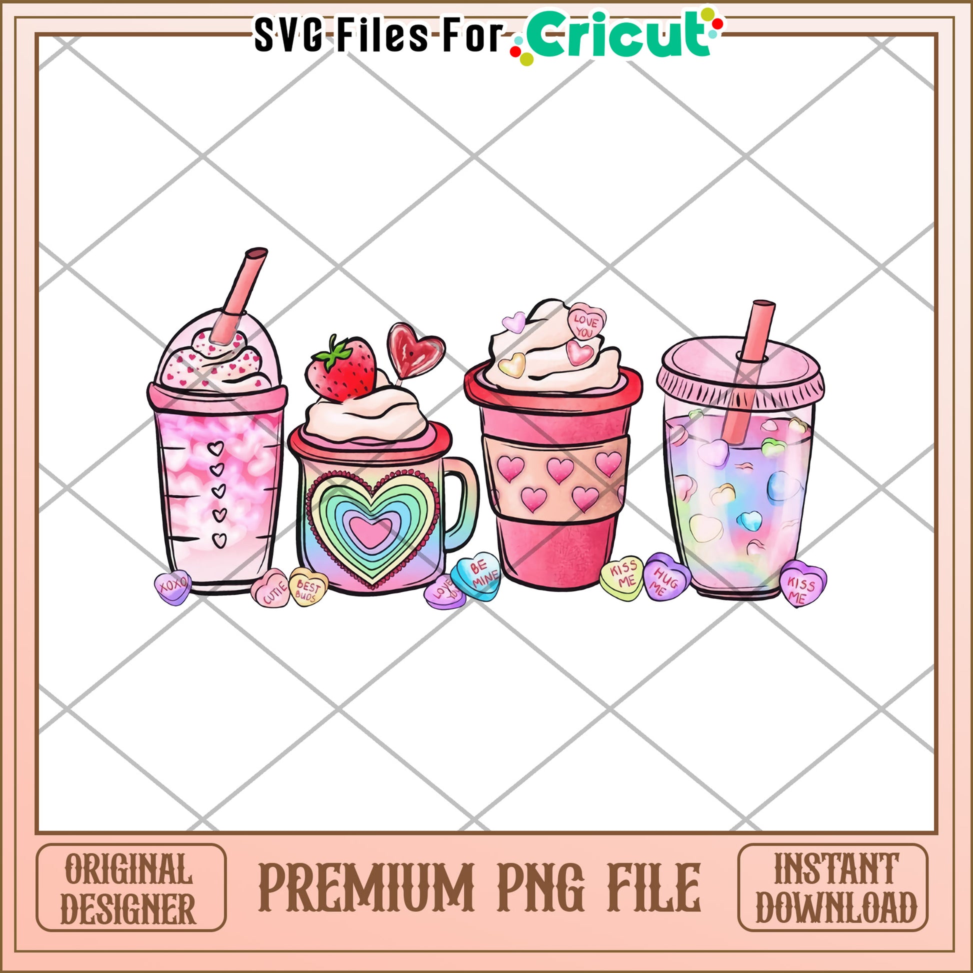 Valentines Day Drinks PNG Instant Download