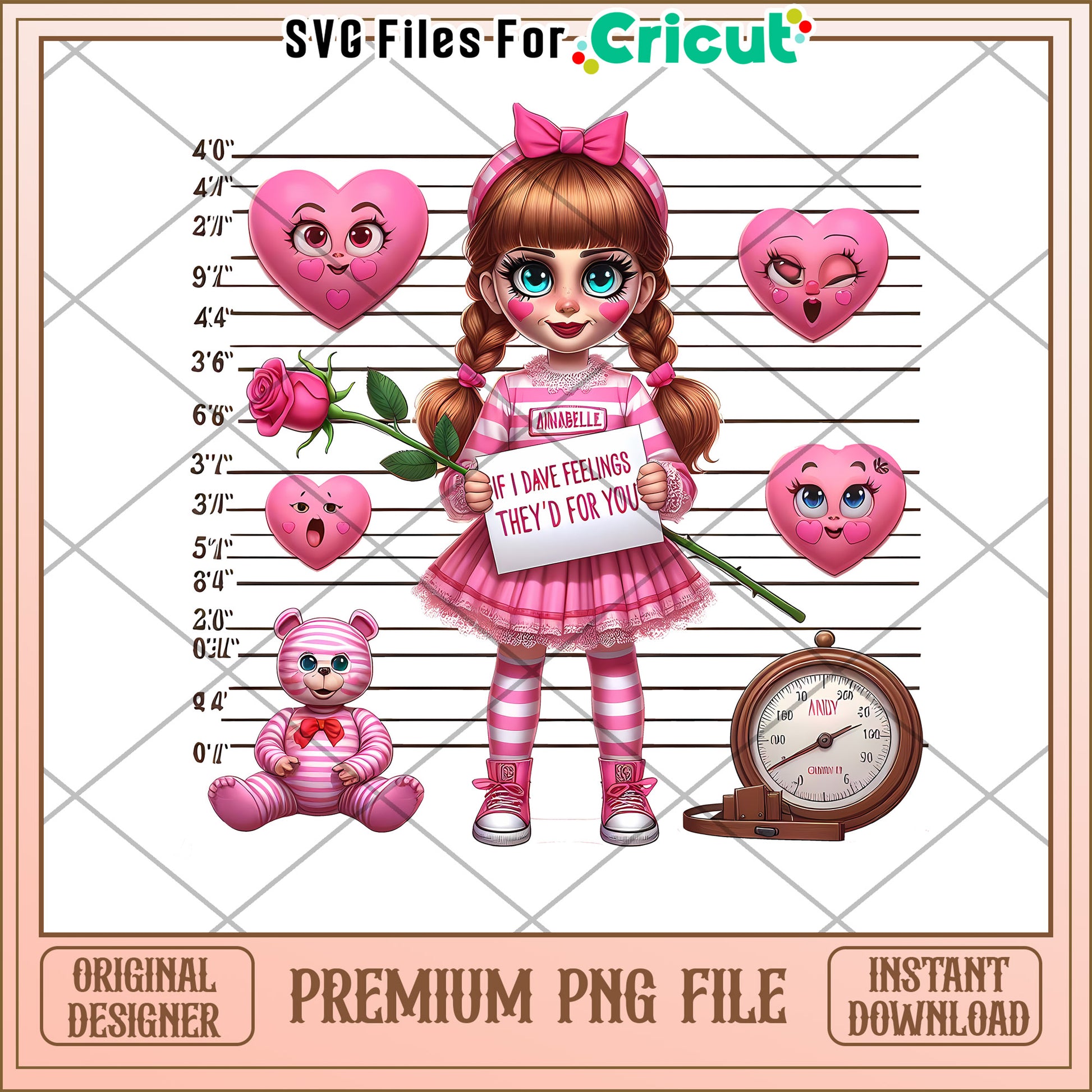 Valentines Day Girl PNG Cricut File