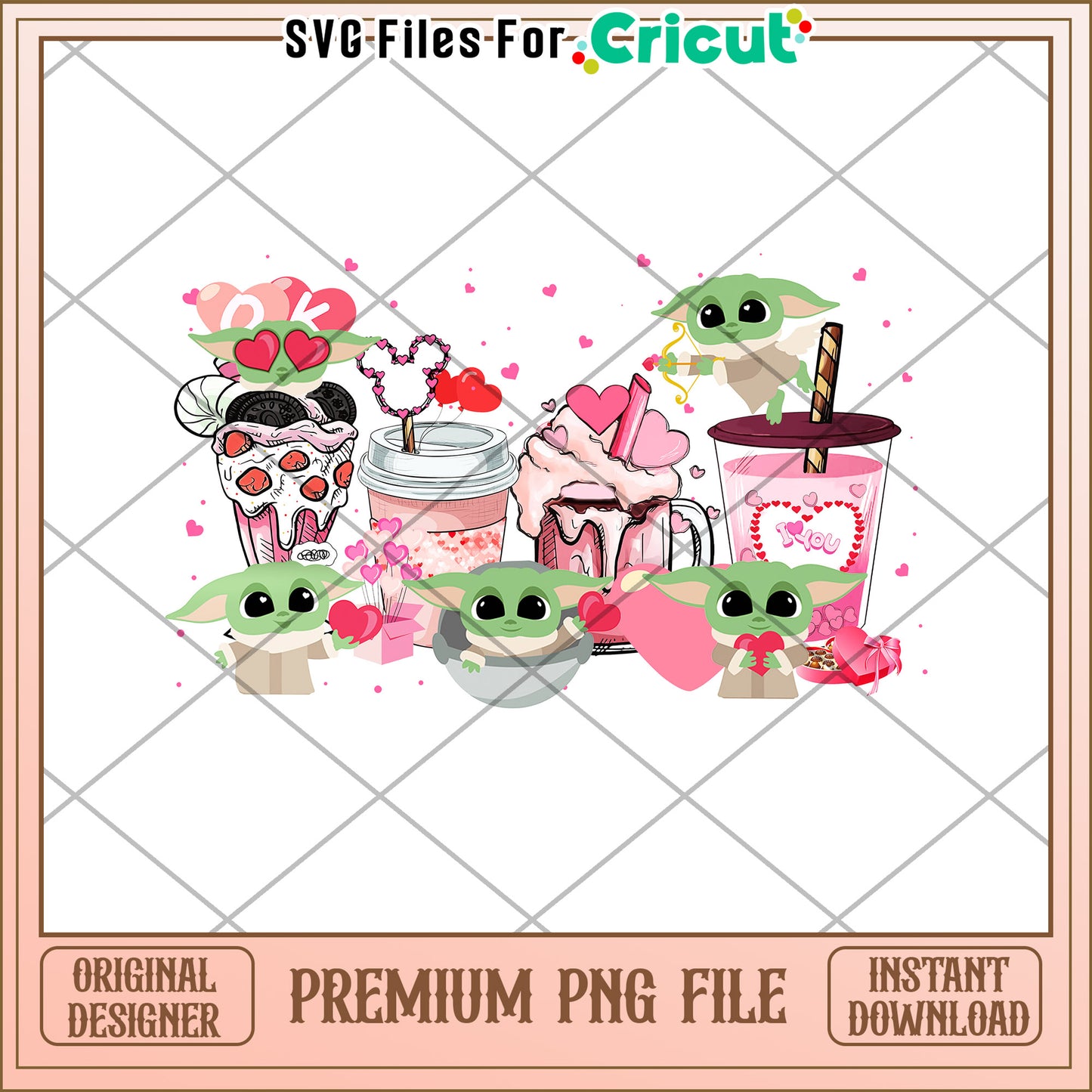 Valentines Day Grogu PNG Cricut File