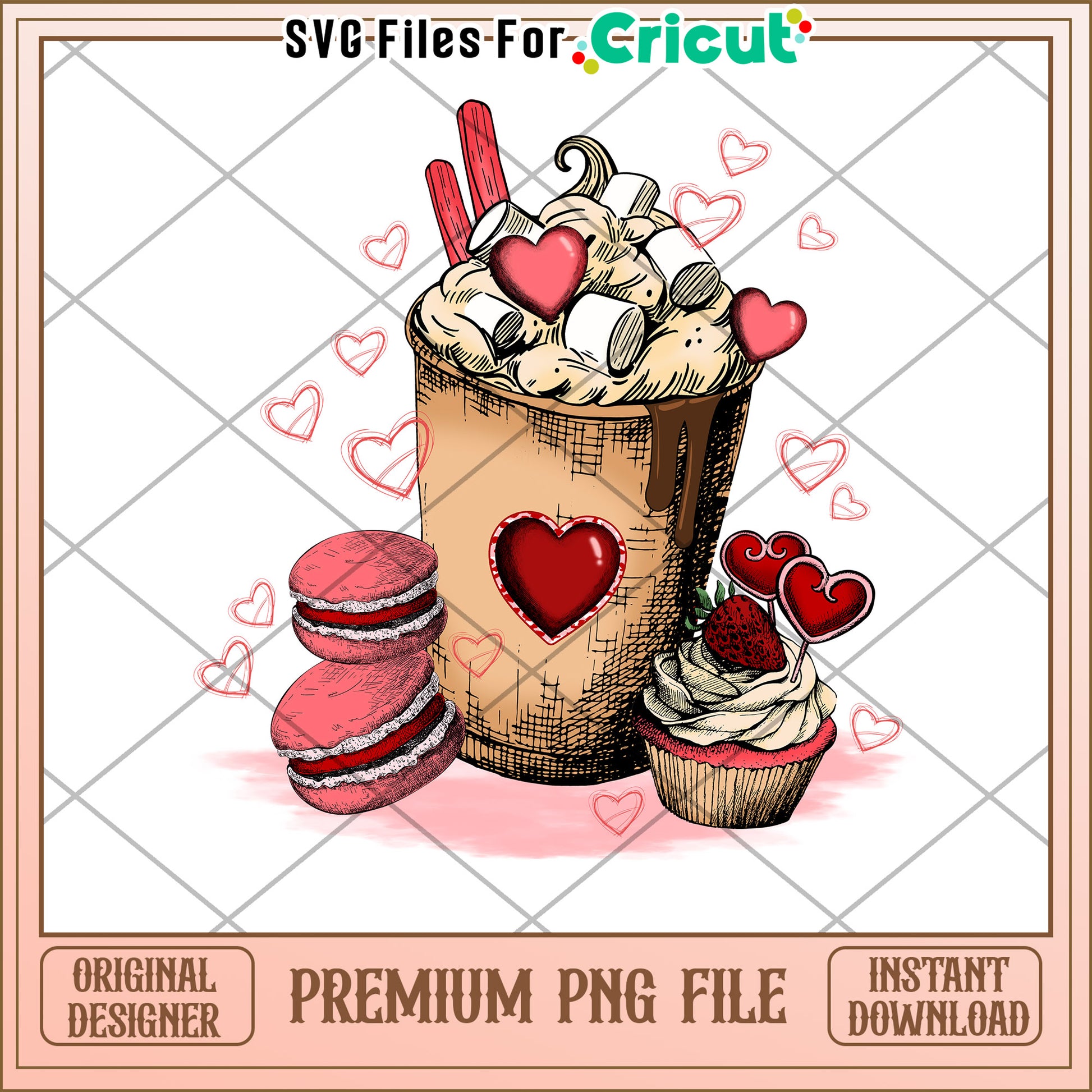 Valentines Day Hot Cocoa PNG Design