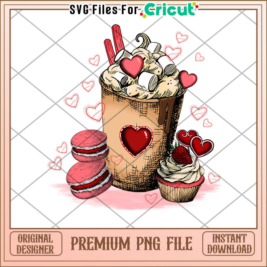 Valentines Day Hot Cocoa PNG Design