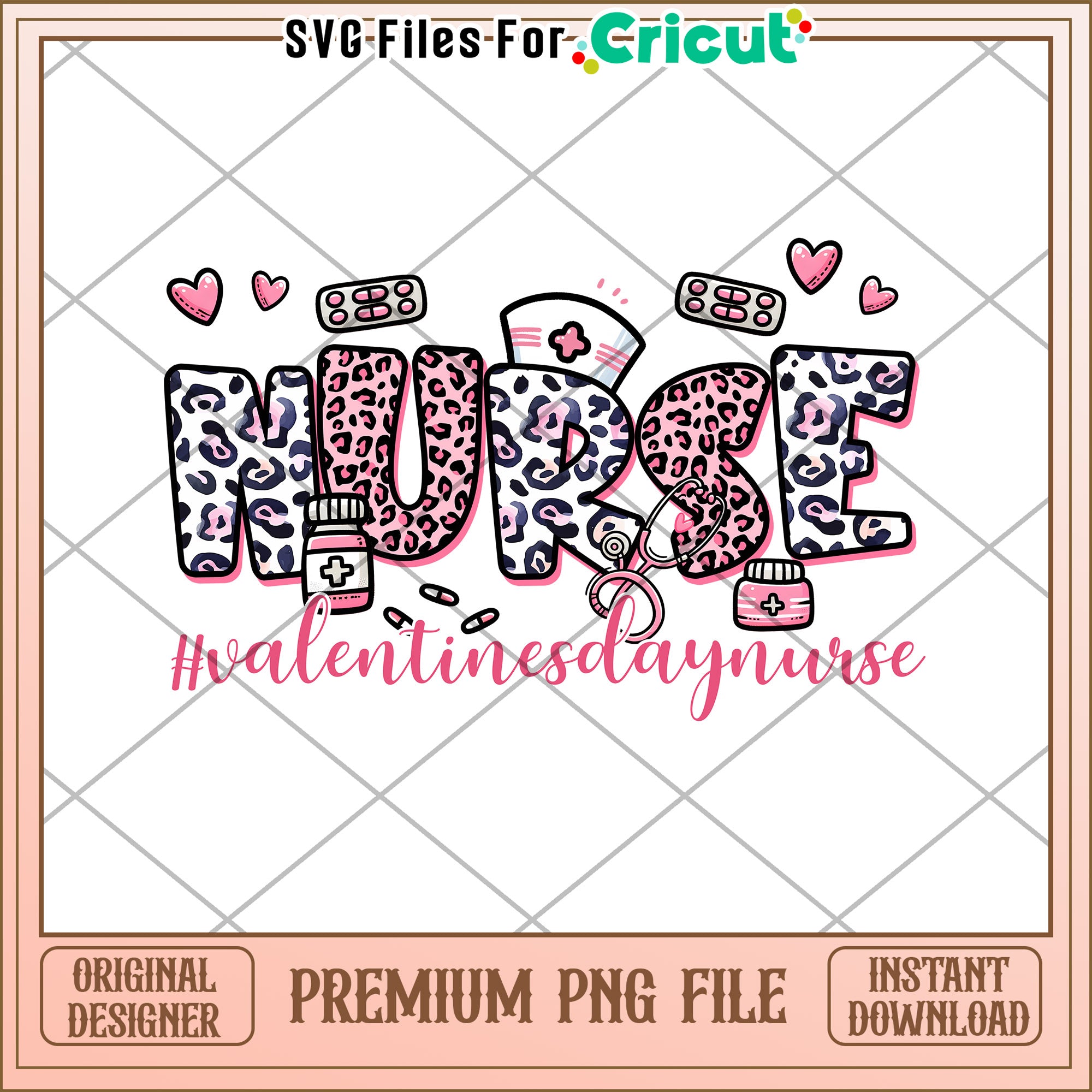 Valentines Day Nurse Leopard PNG – svg files for cricut
