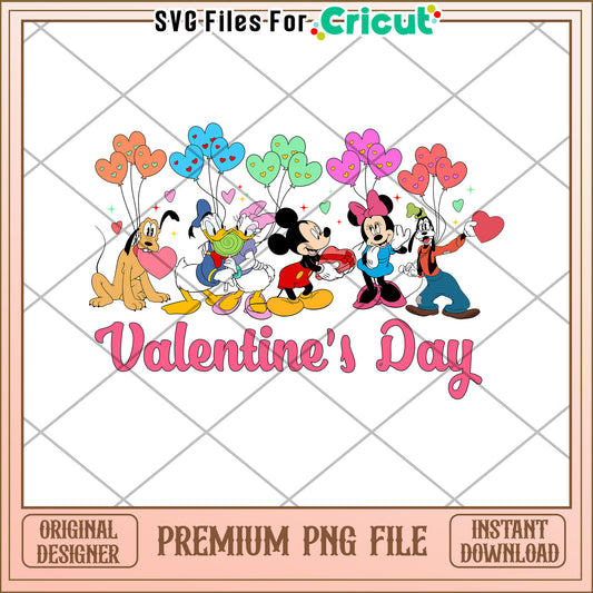 Valentines Day PNG File with Mickey and Friends Design