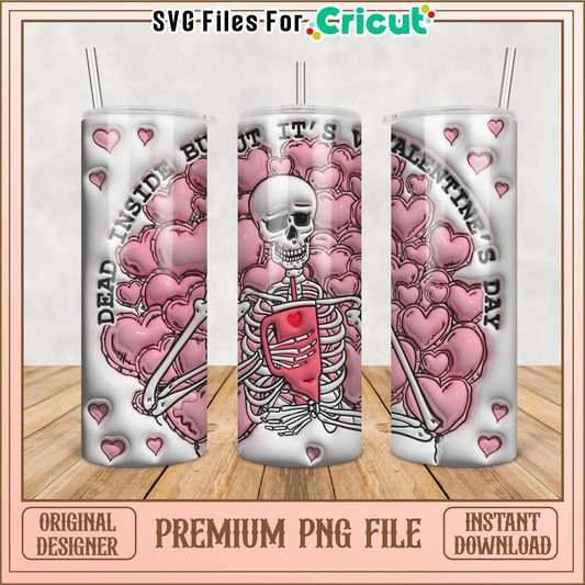 Valentines Day Skeleton Tumbler PNG