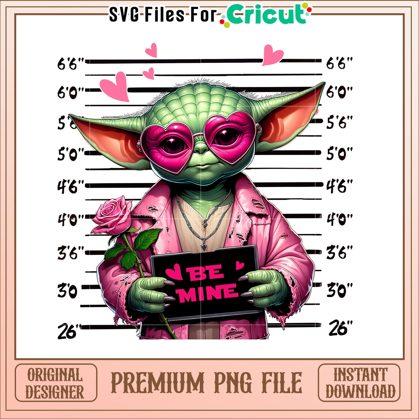 Valentines Day Yoda Mugshot PNG