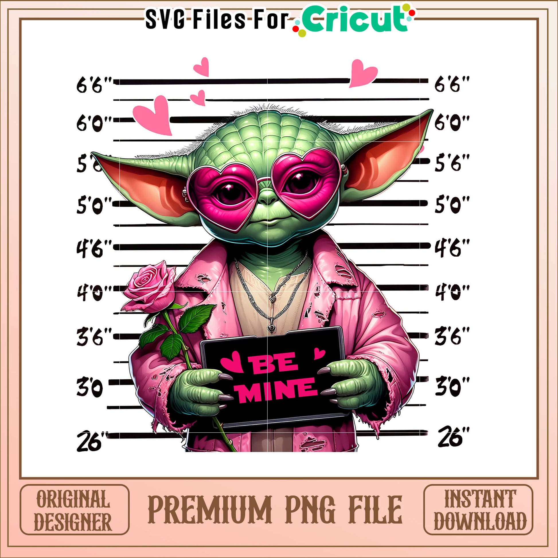 Valentines Day Yoda Mugshot PNG