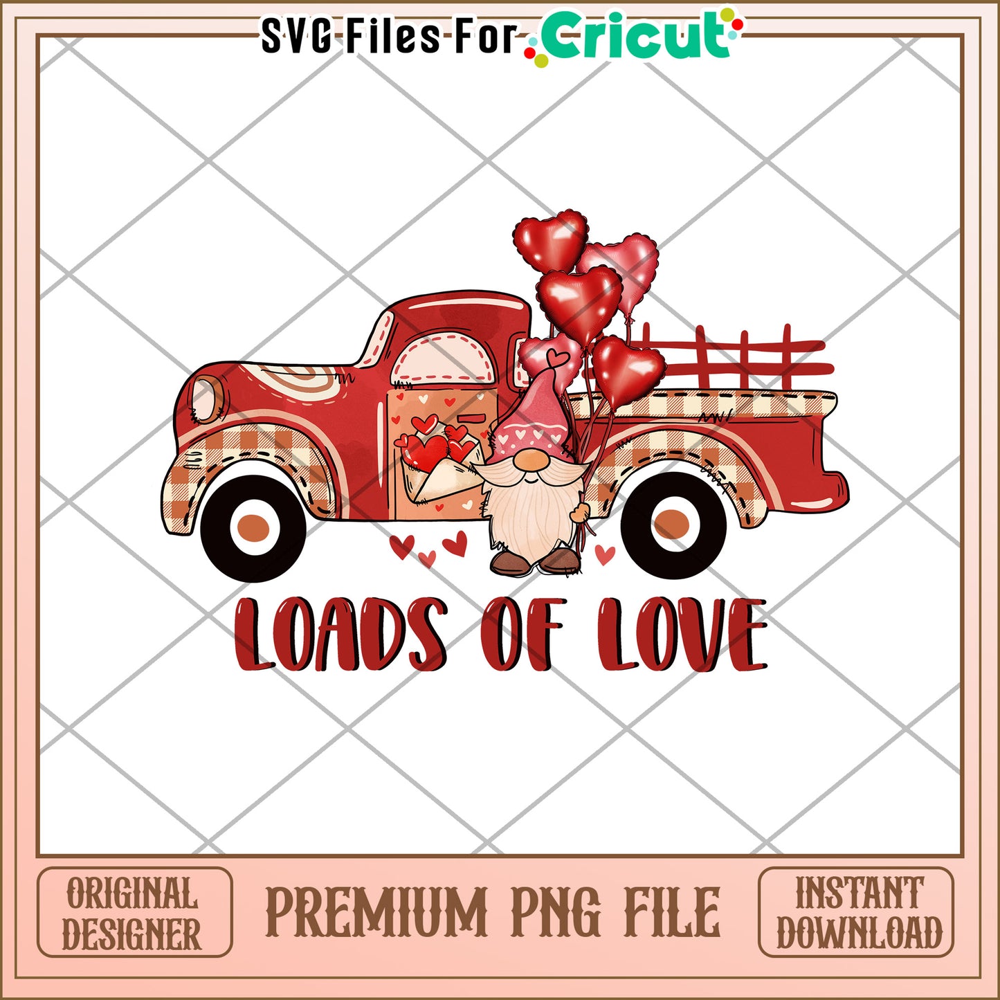 Valentines Gnome Truck PNG Download