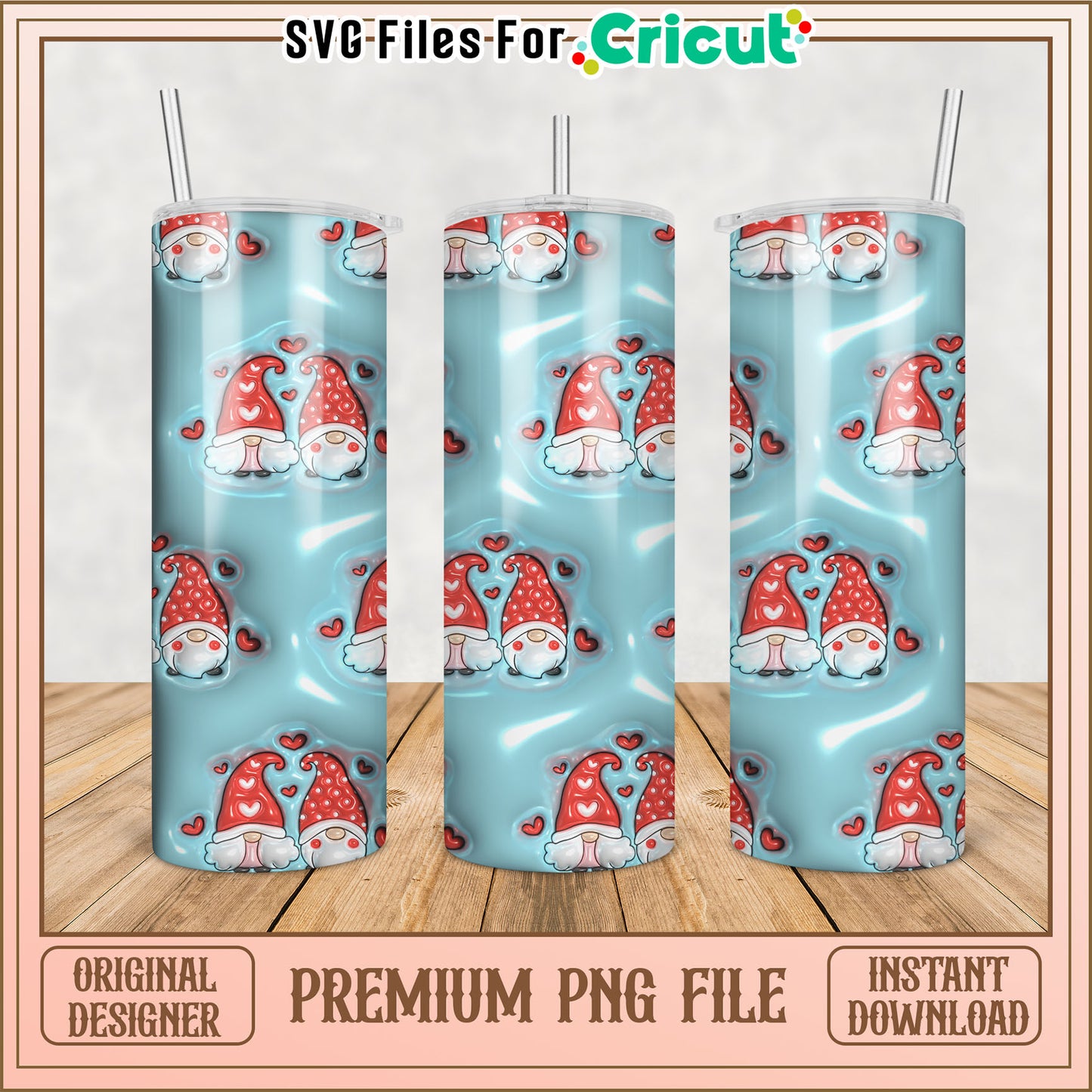 Valentines Gnomes PNG Sublimation Design
