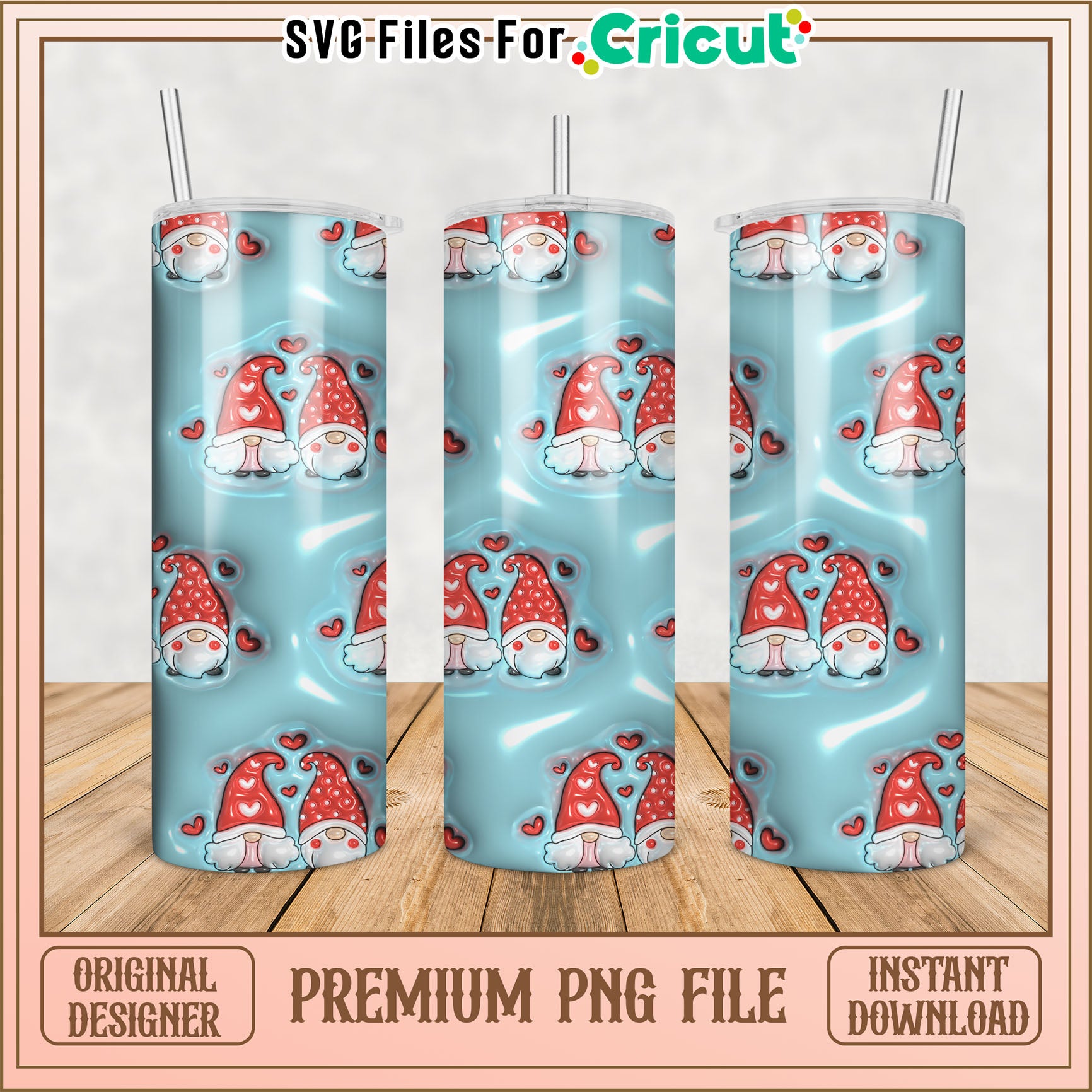 Valentines Gnomes PNG Sublimation Design