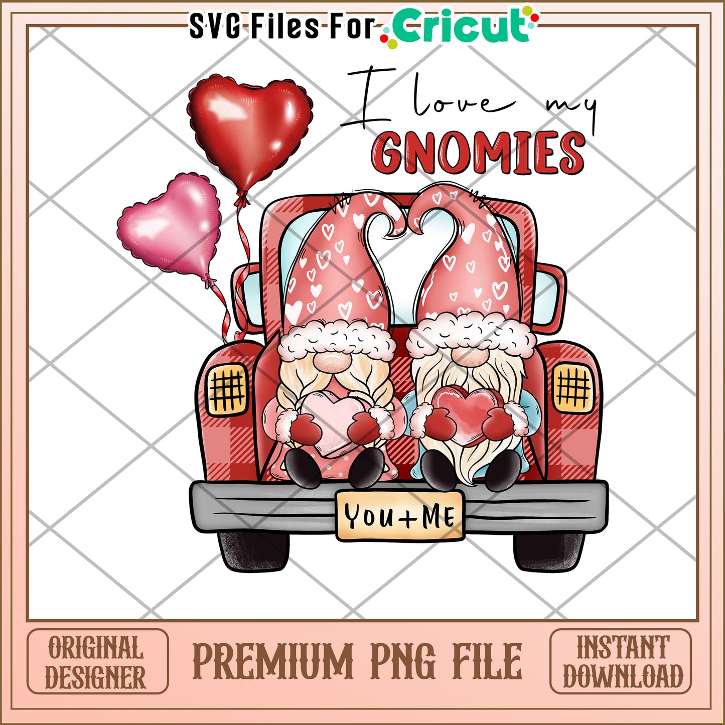 Valentines Gnomes PNG Truck Design