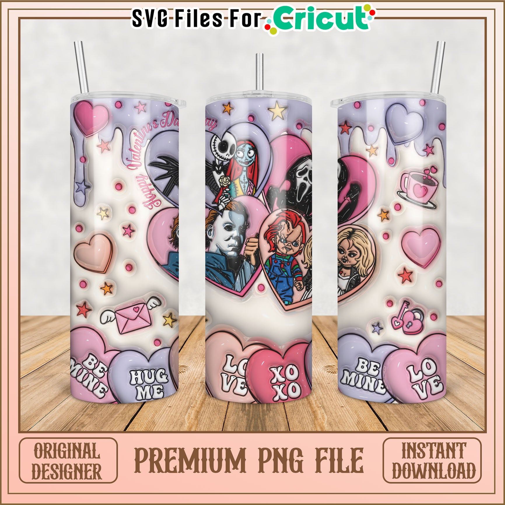 Valentines Horror Movie Tumbler PNG