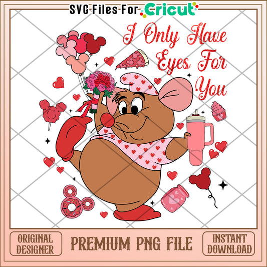 Valentines Mouse PNG Sublimation Design