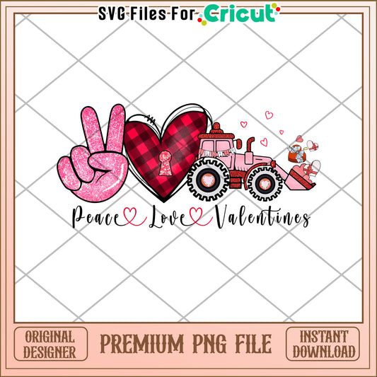 Valentines Peace Love Tractor PNG