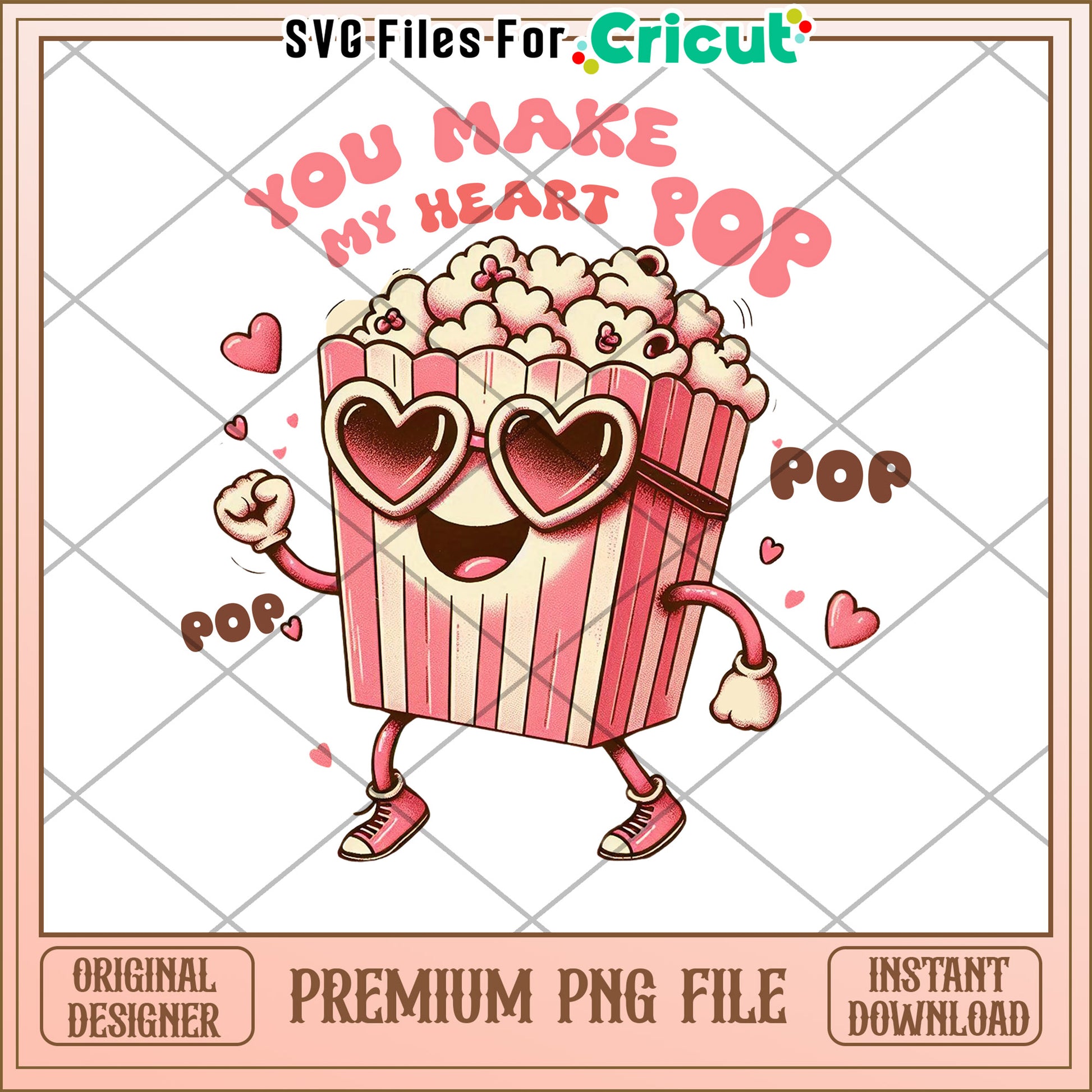 Valentines Popcorn PNG Cricut Design