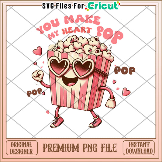 Valentines Popcorn PNG Cricut Design