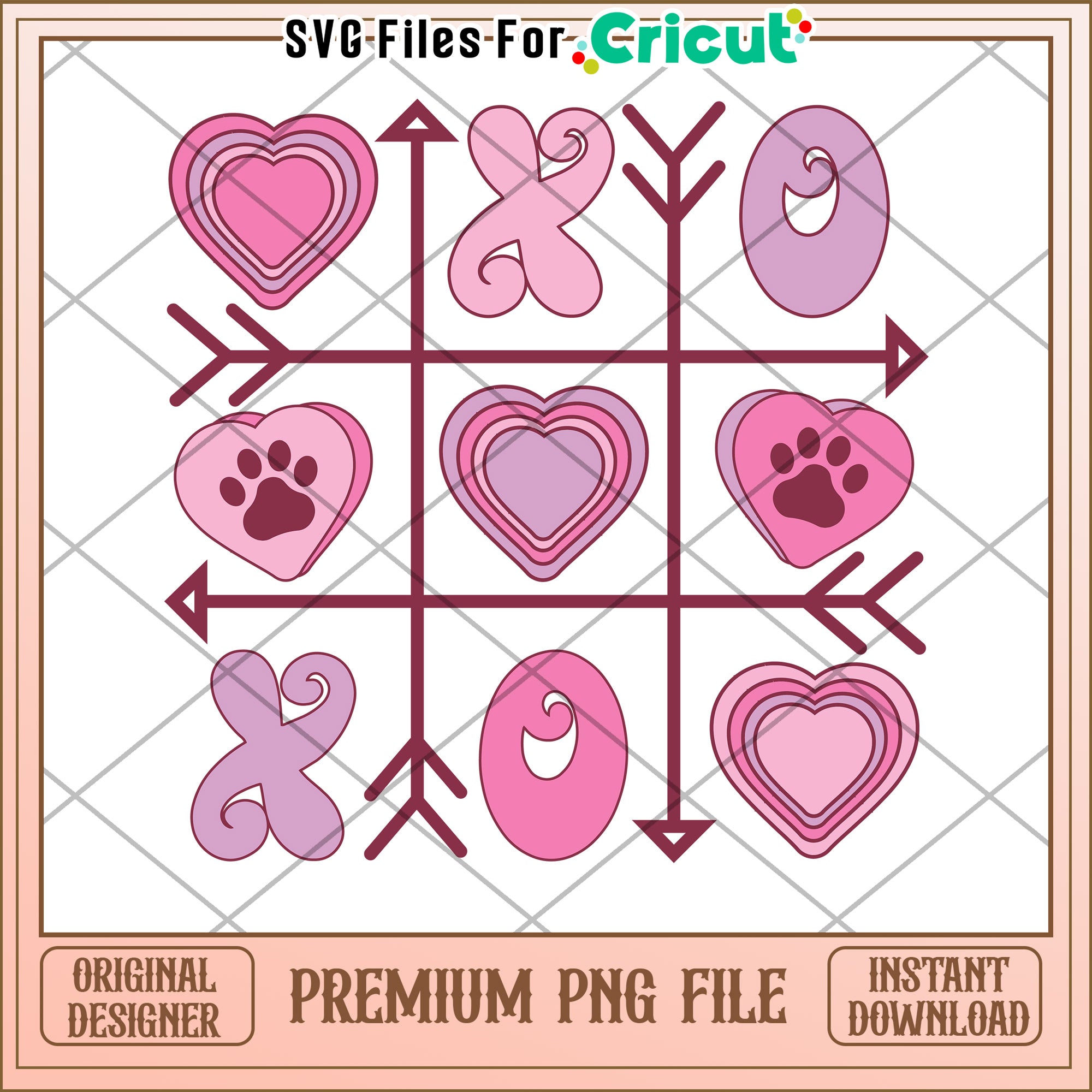 Valentines Tic Tac Toe PNG Design – svg files for cricut