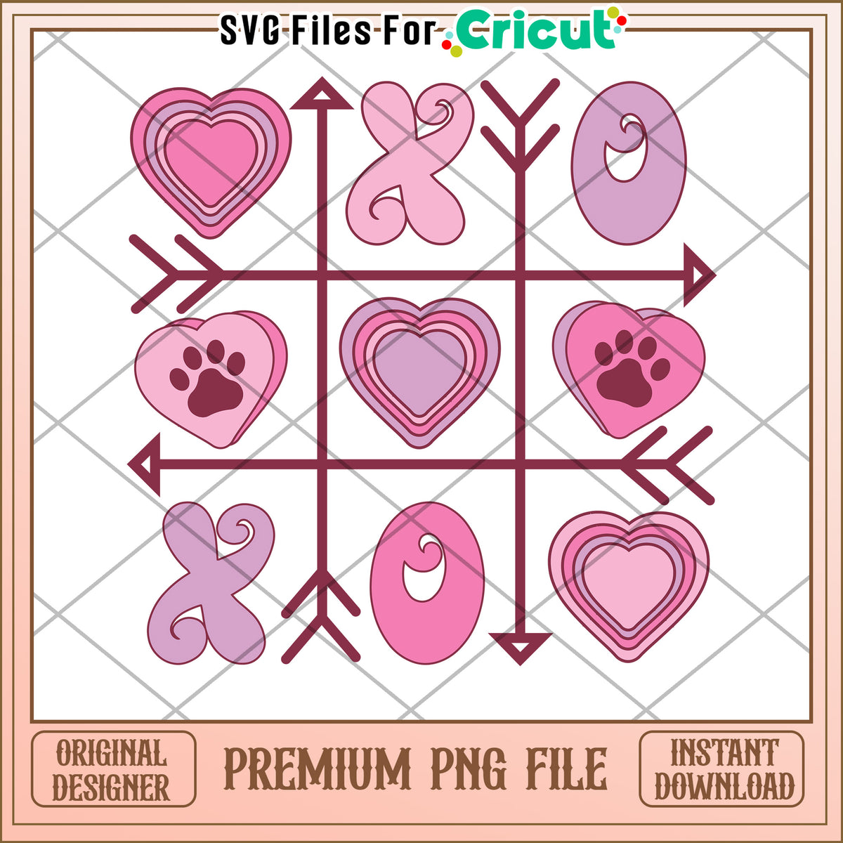 Valentines Tic Tac Toe PNG Design – svg files for cricut