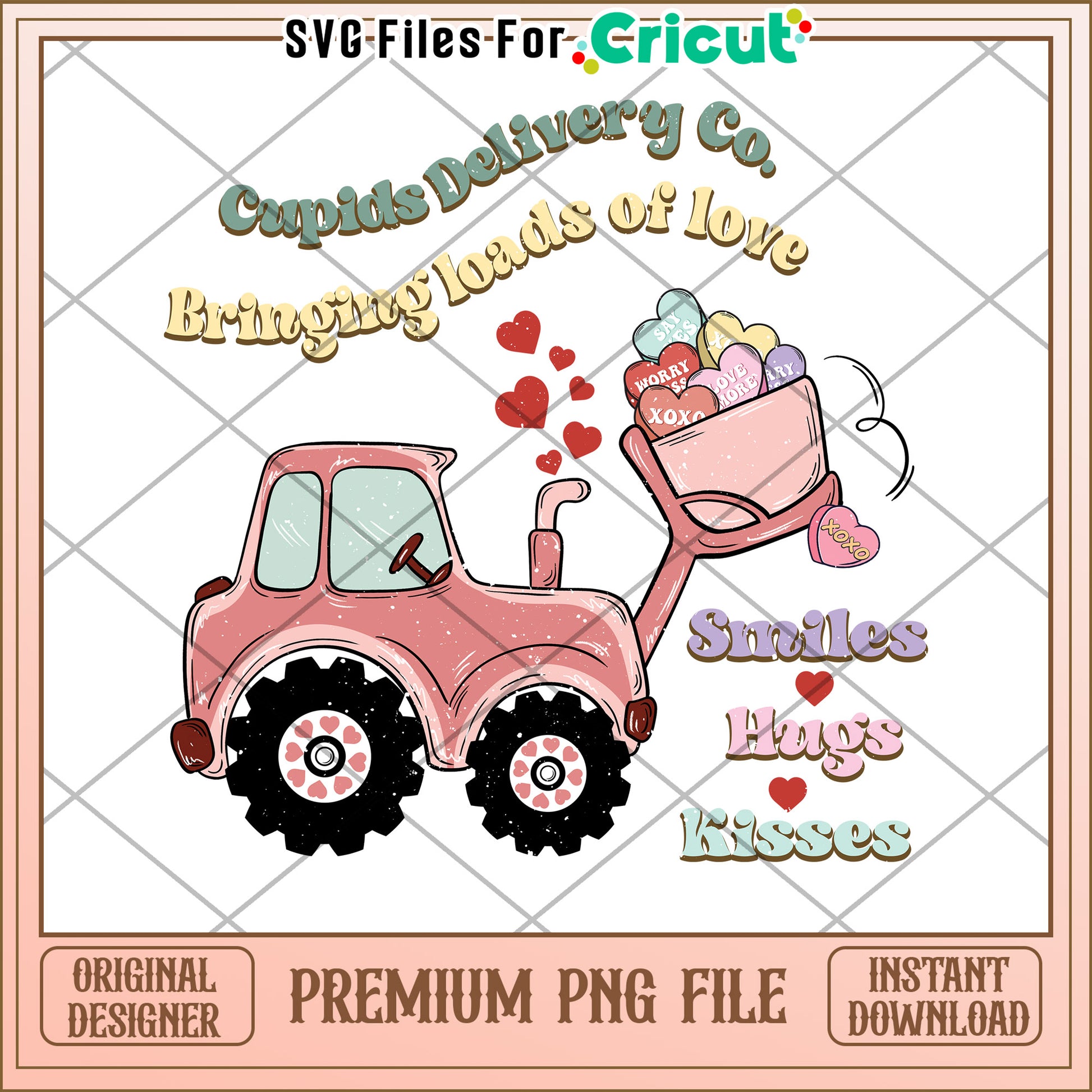 Valentines Tractor PNG Sublimation Design