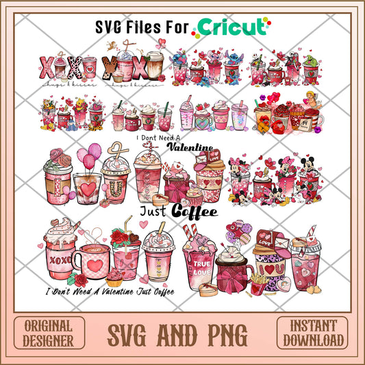 Valentine cups svg bundle, Valentine day svg bundle - Svgfileforcricut