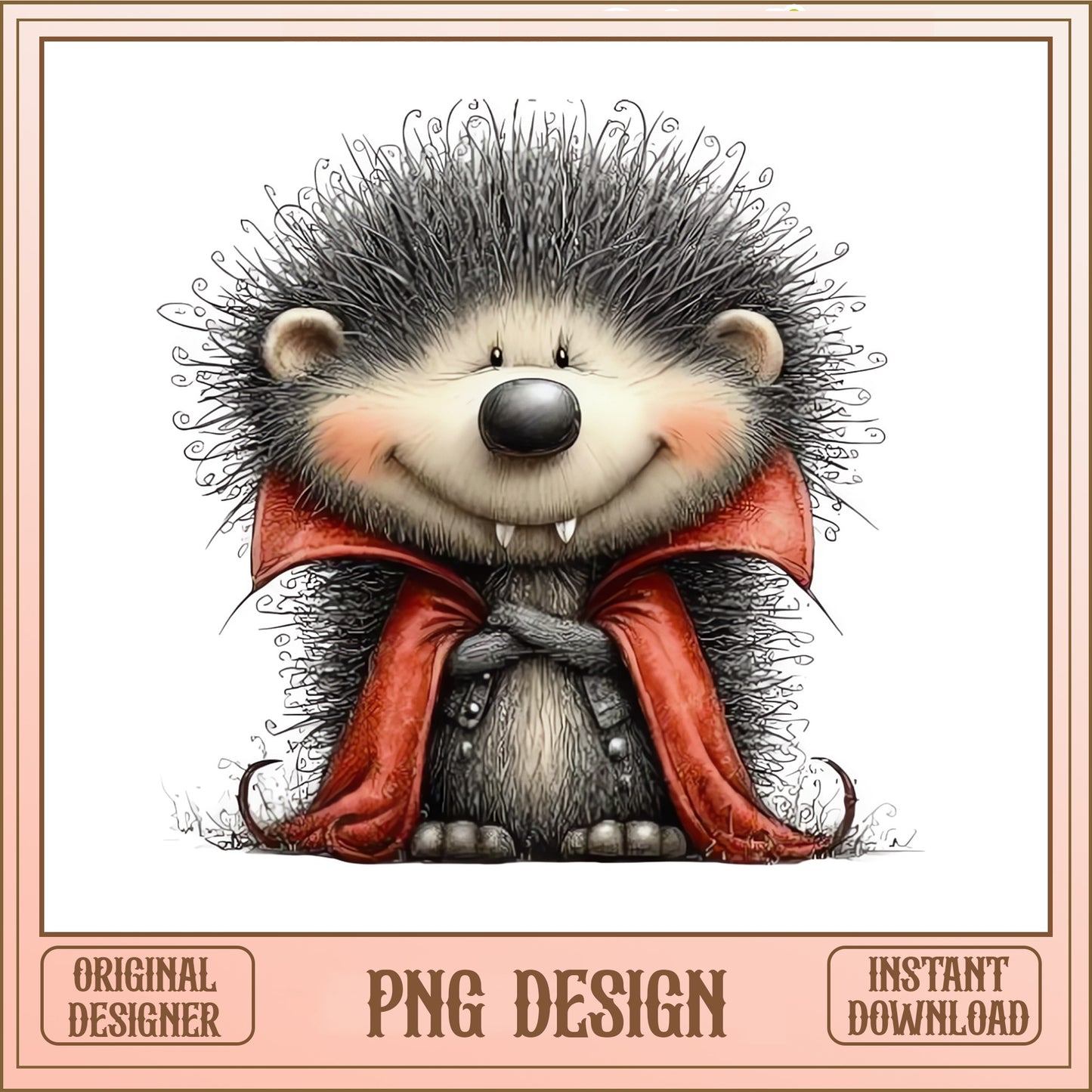 Vampire Hedgehog PNG, Cute Halloween Hedgehog, Spooky Animal PNG