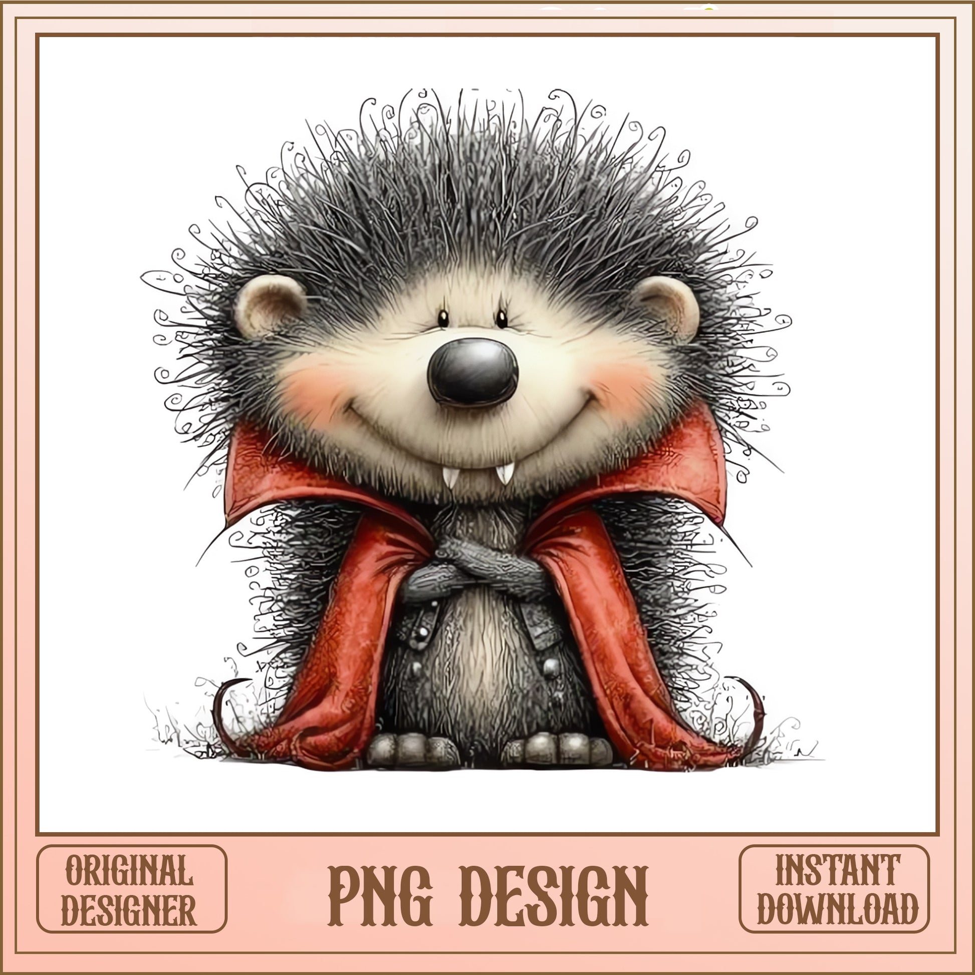 Vampire Hedgehog PNG, Cute Halloween Hedgehog, Spooky Animal PNG