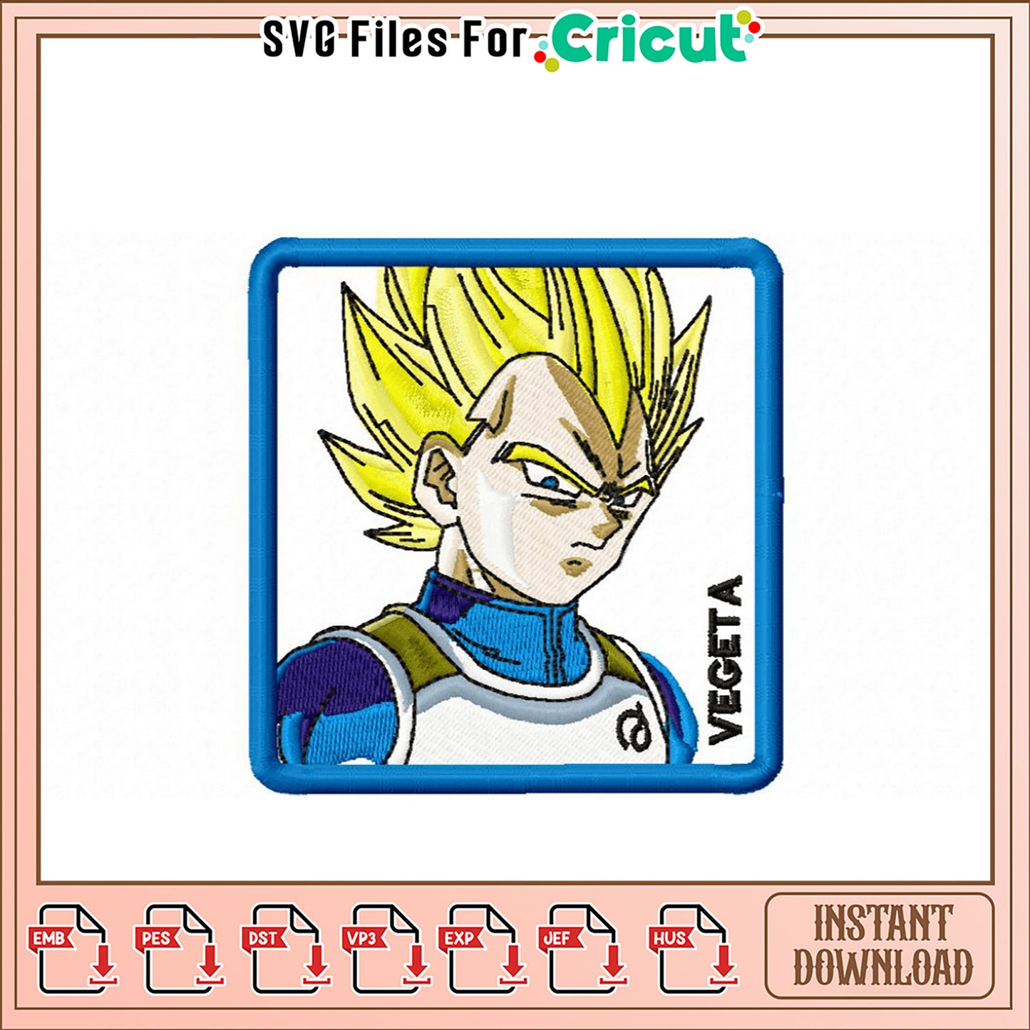 Vegeta Embroidery Design - Instant Download