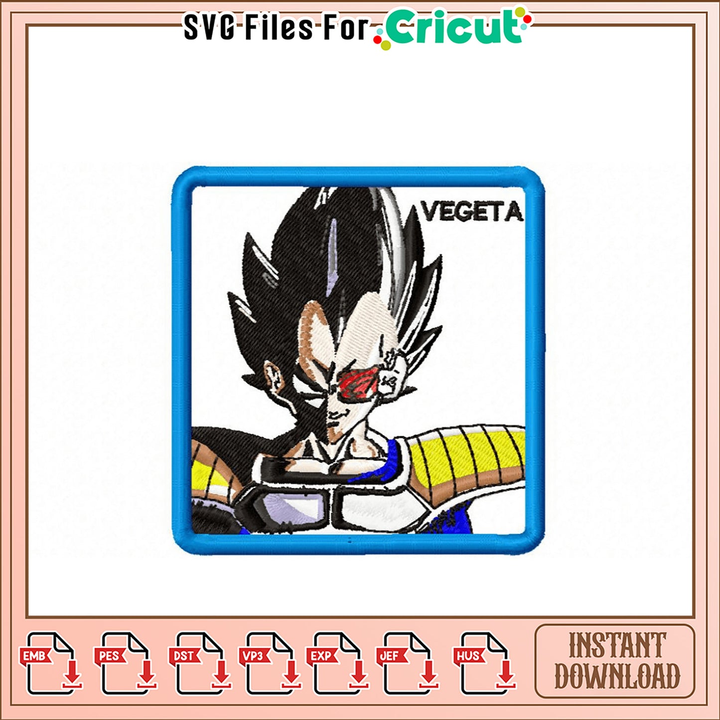 Vegeta Embroidery Design Instant Download