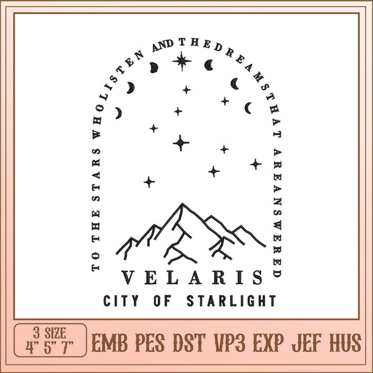 Velaris City Starlight Embroidery Design