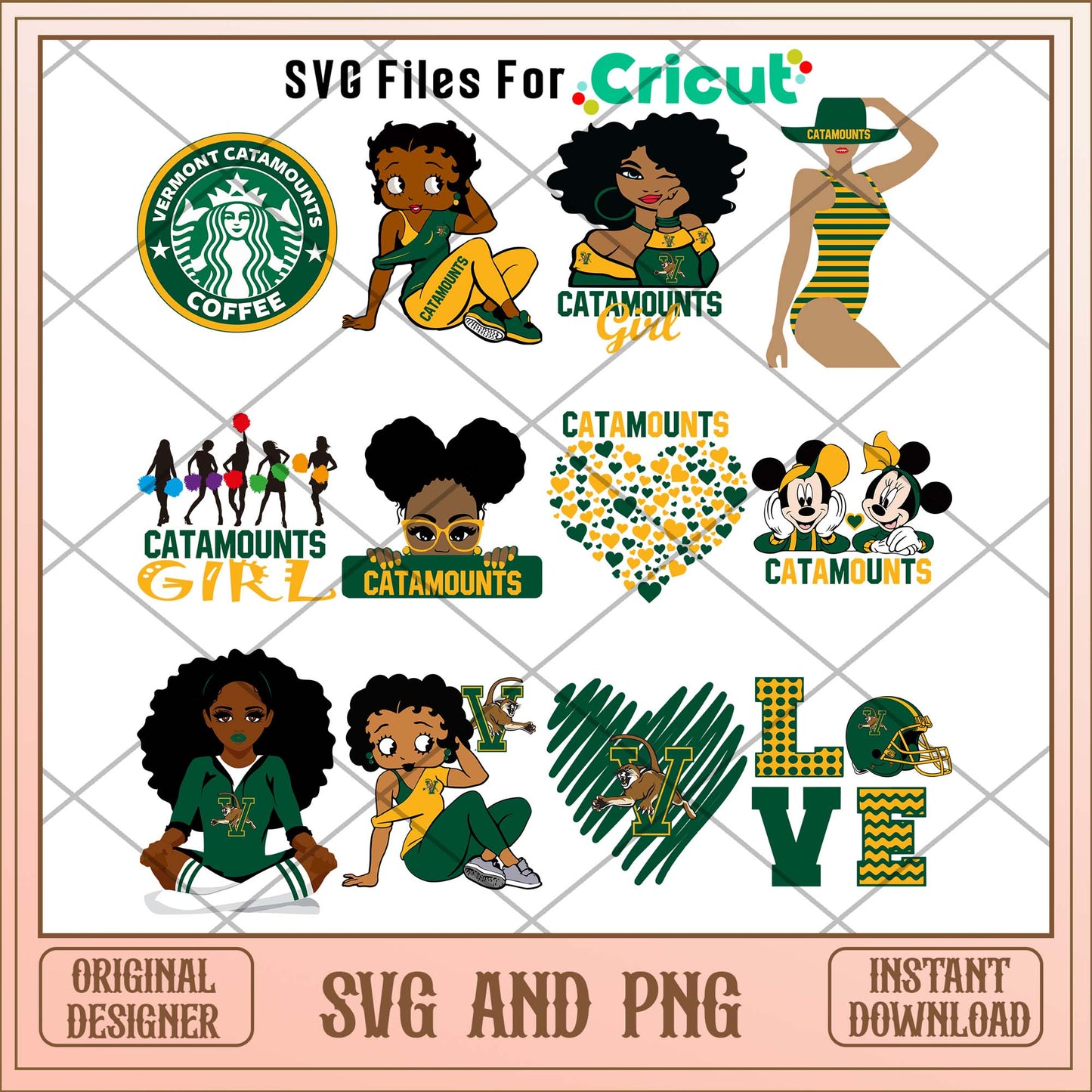 Vermont Catamounts girl svg, Vermont UVM svg bundle, NCAA svg