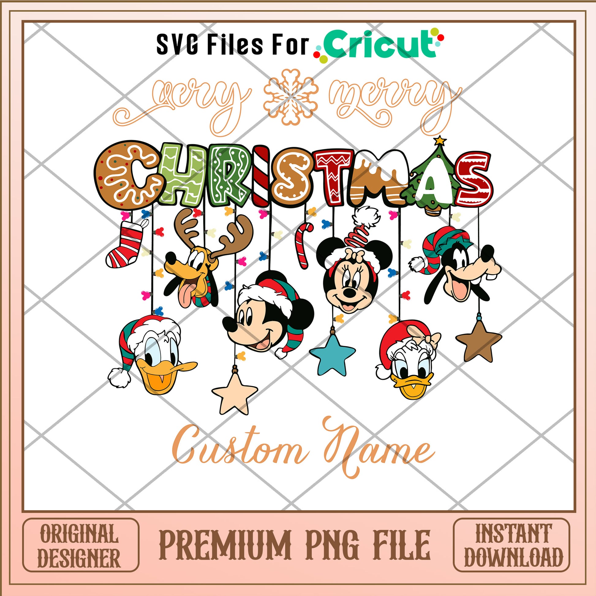 Very merry christmas custom name png, mickey and friends png