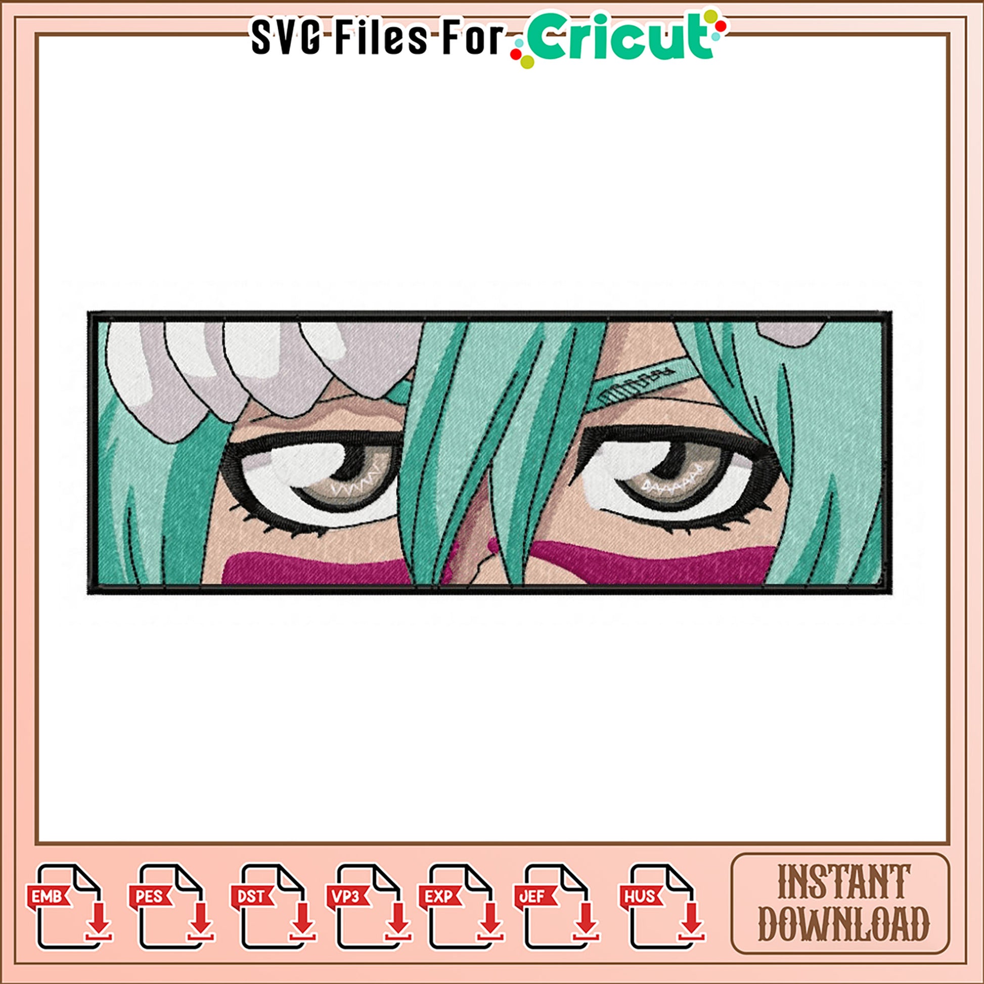 Vibrant Embroidery Design of Unique Character Eyes