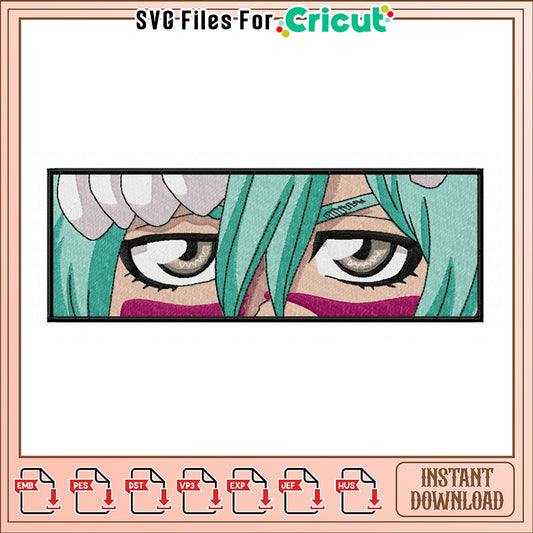Vibrant Embroidery Design of Unique Character Eyes