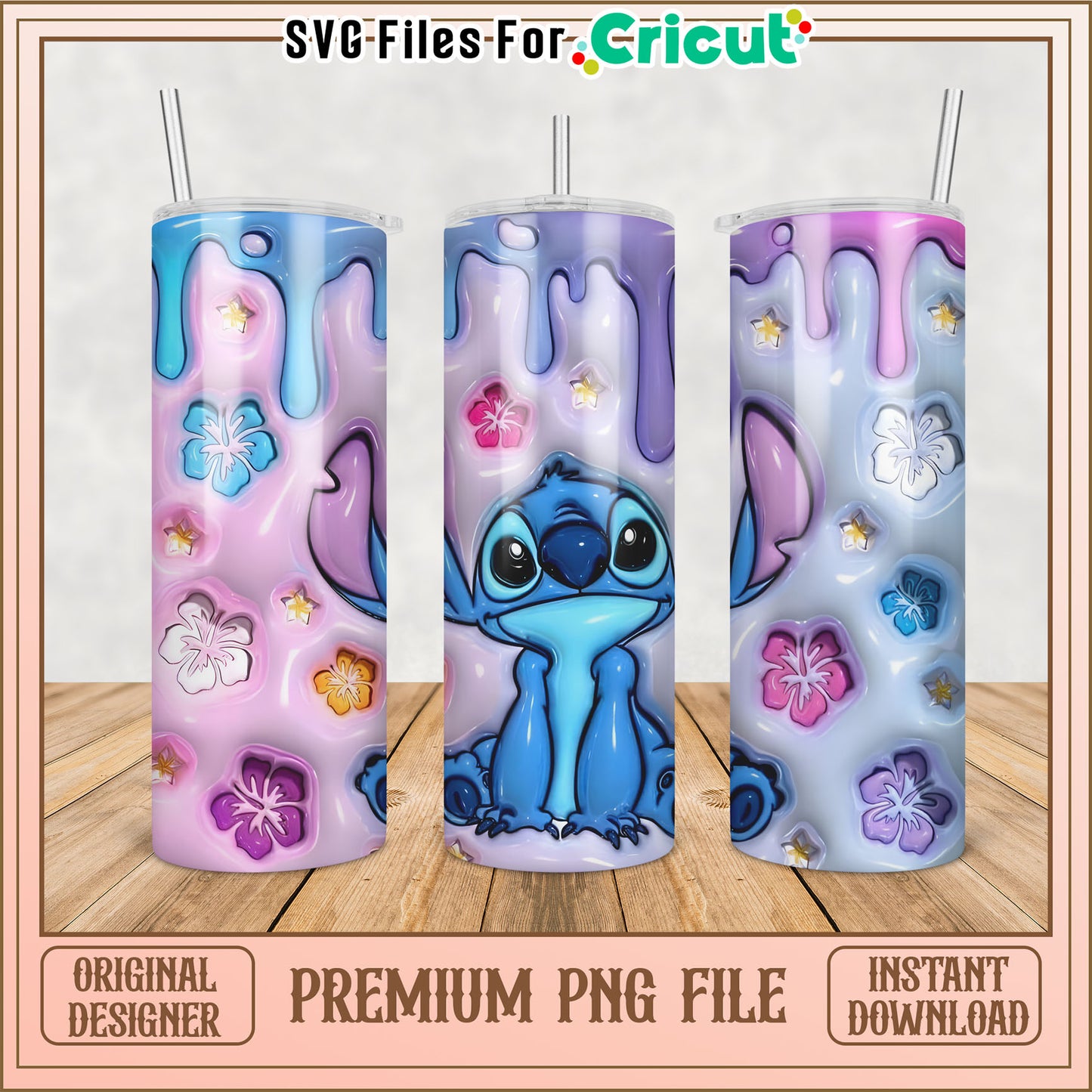 Vibrant Tumbler PNG File with Cute Cartoon Character Design
