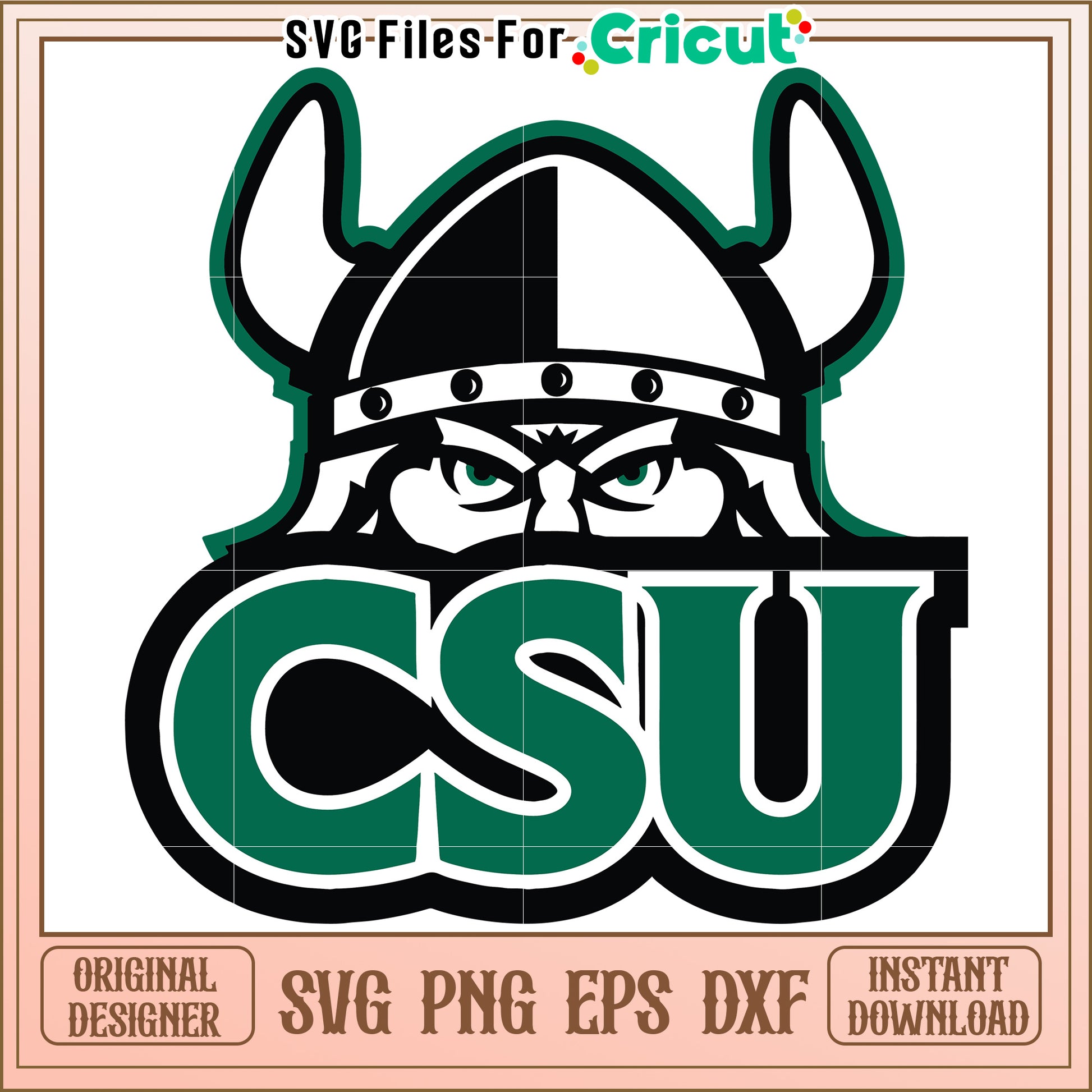 Viking Mascot CSU Logo Design for Cricut, Instant Download SVG PNG EPS DXF