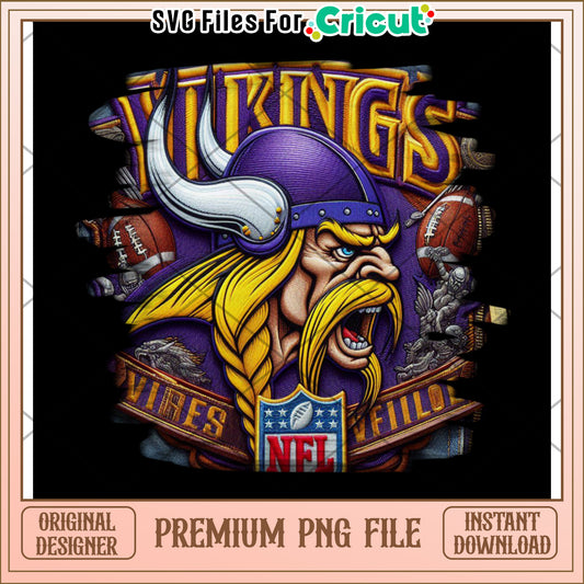 Vikings Football Team Graphic Design for Cricut, High Quality PNG Download